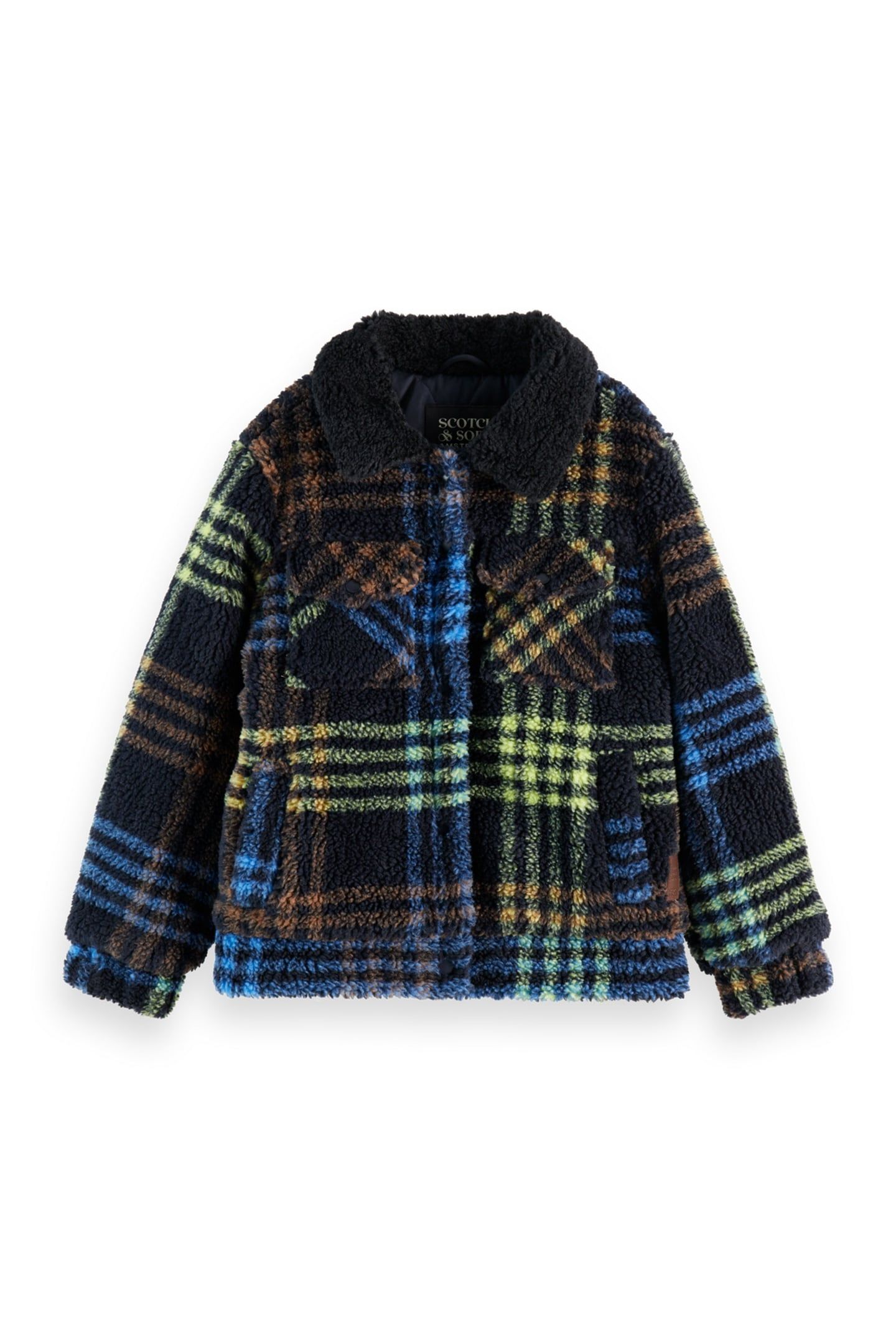 BOYS TEDDY TRUCKER JACKET SKY CAPTAIN/ MUSTANG/ LIMEAID CHEC 1