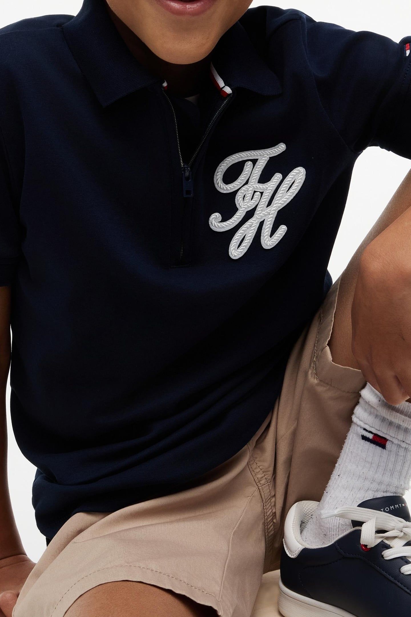 BOYS TH SCRIPT INTERLOCK DARK NIGHT NAVY 5