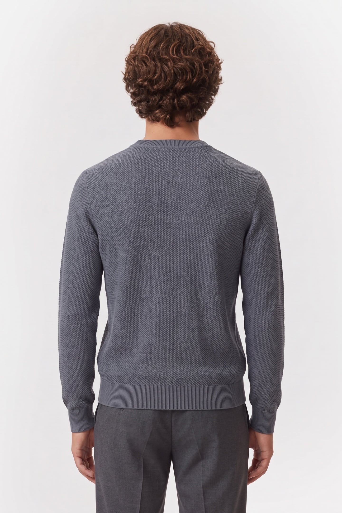 LS TEXTURED COTTON SWEATER ANCHOR NAVY 2