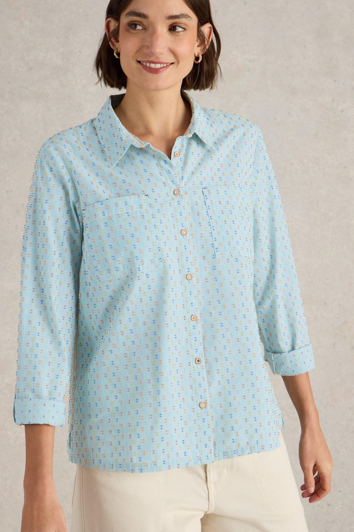 SOPHIE ORGANIC COTTON SHIRT GREEN MULTI 2