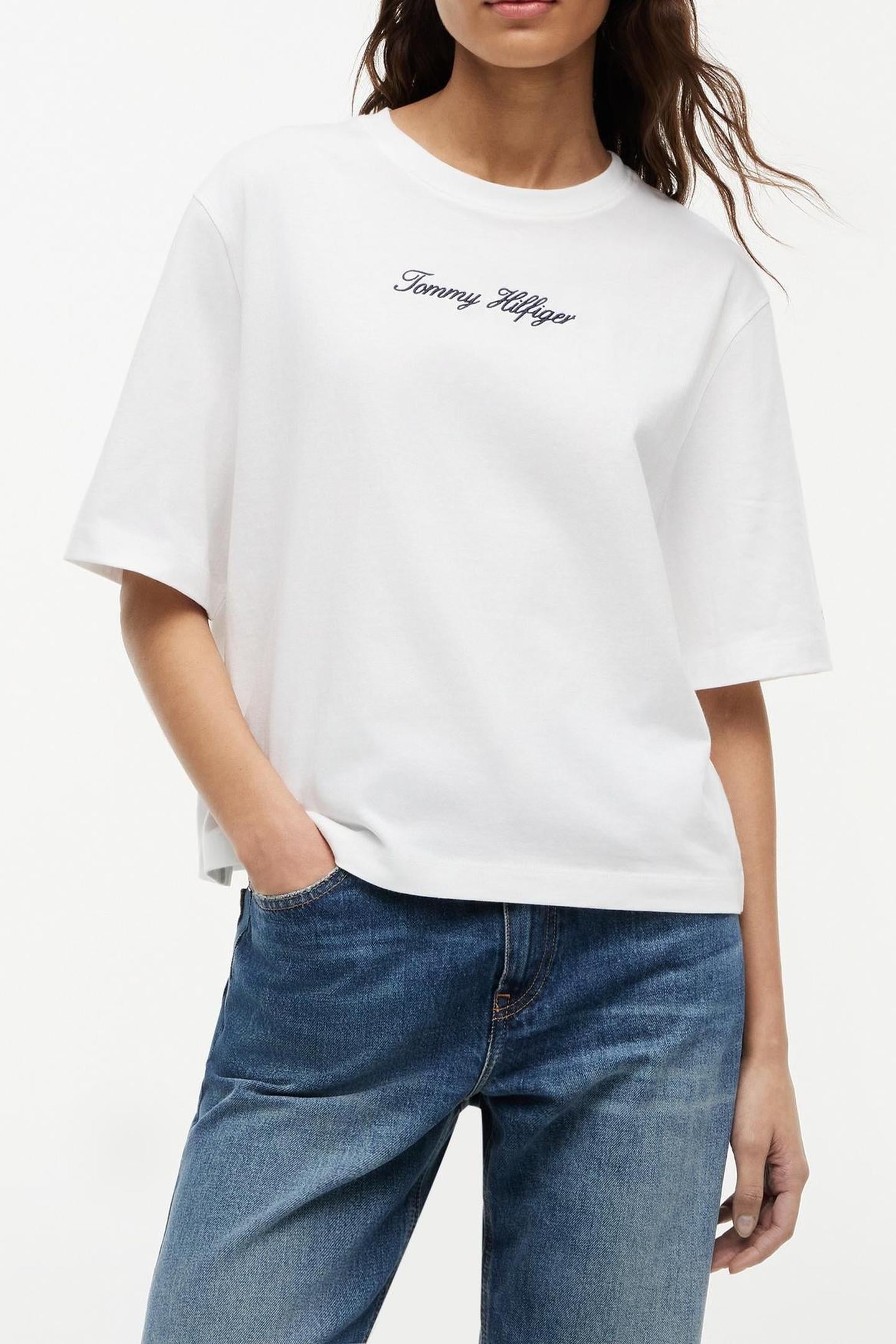 LOGO EMBROIDERY RELAXED CREW NECK T-SHIRT ECRU 1