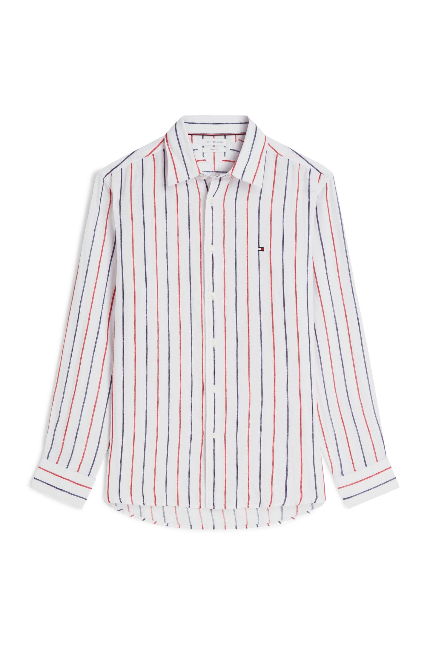 LINEN TEXTURED STRIPE SHIRT MEDIUM RED/STRIPE 3