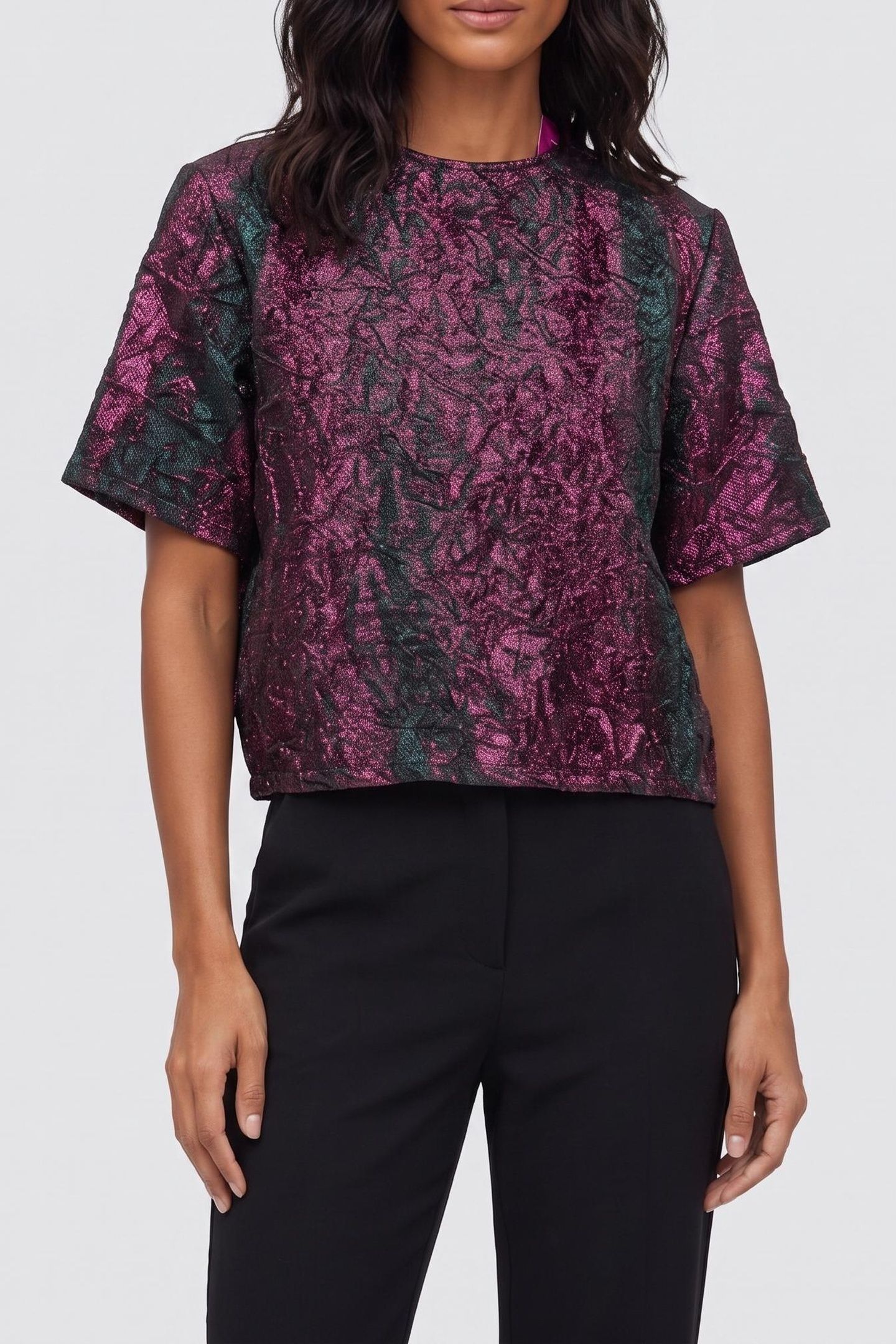 JAQUARD LUREX TOP RED/GREEN 1
