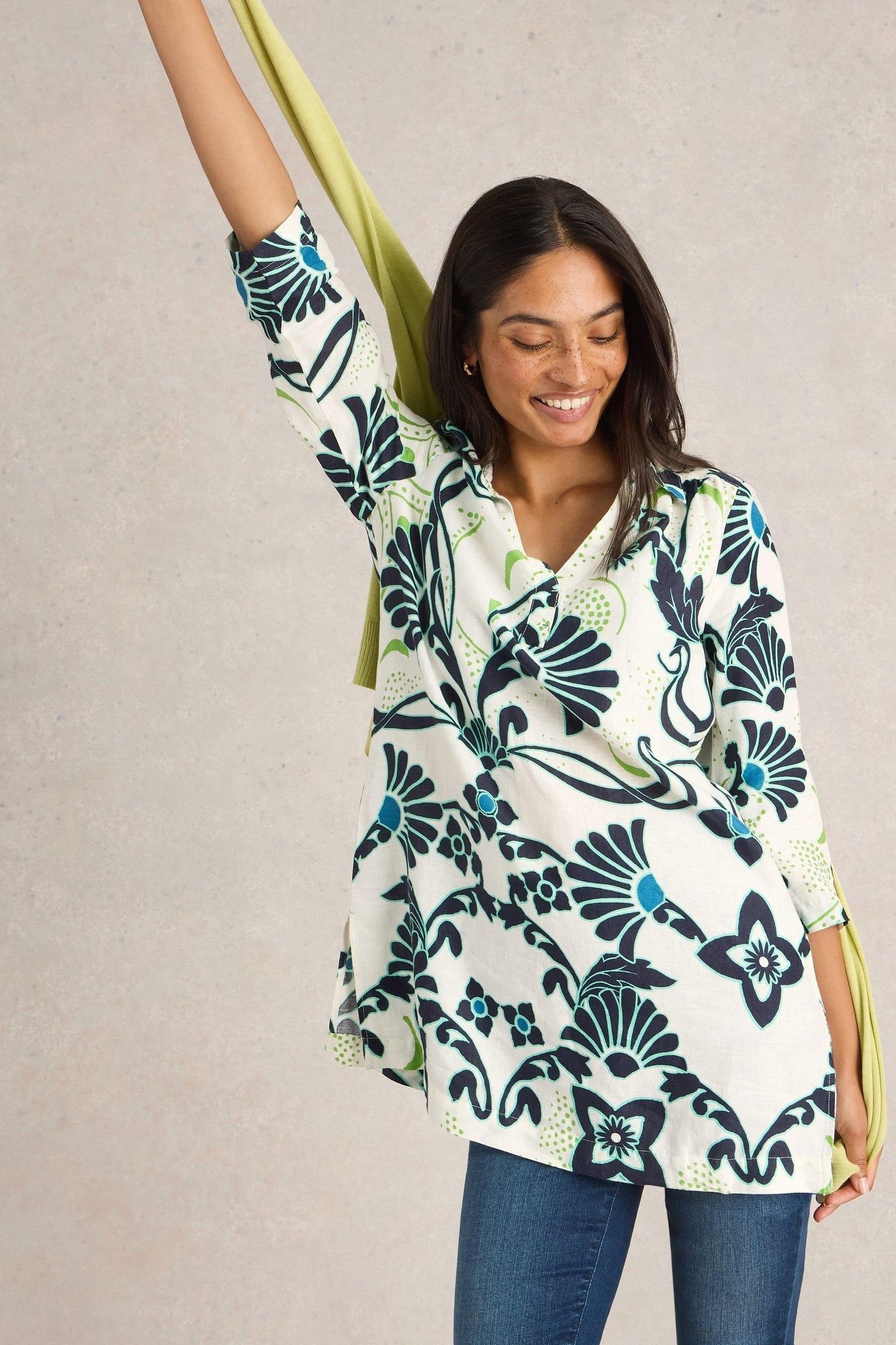 BLAKE LINEN TUNIC IVORY PRINT 7
