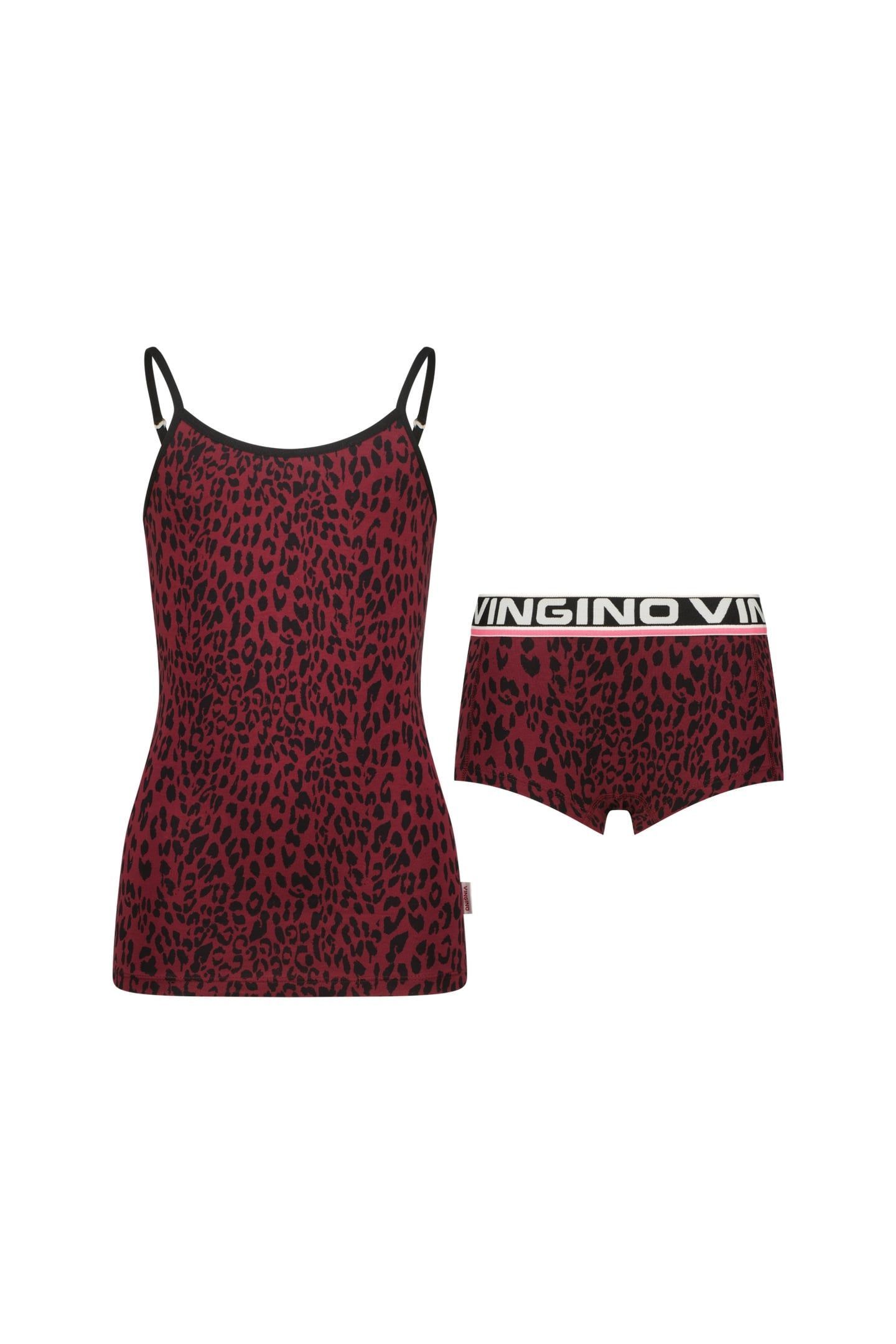 GIRLS ANIMAL SINGLET SET HIPSTER BURGUNDY RED 1