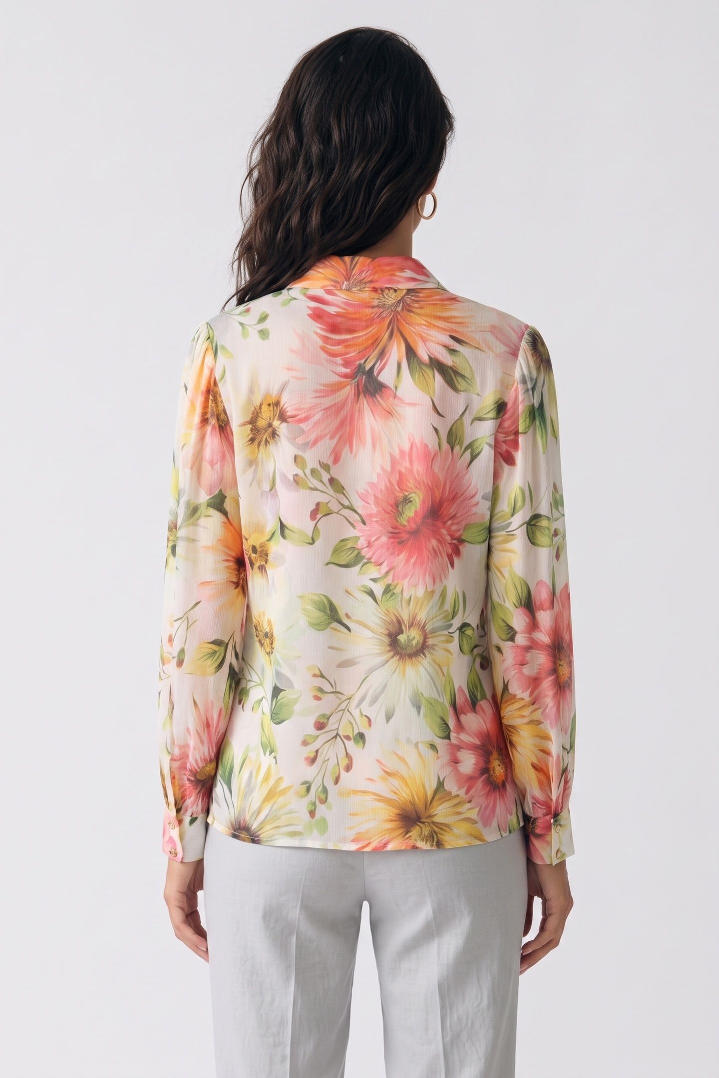 GUESS ECO LS CLARA BUTTON UP T PAINTED DAISIES PRIN 2