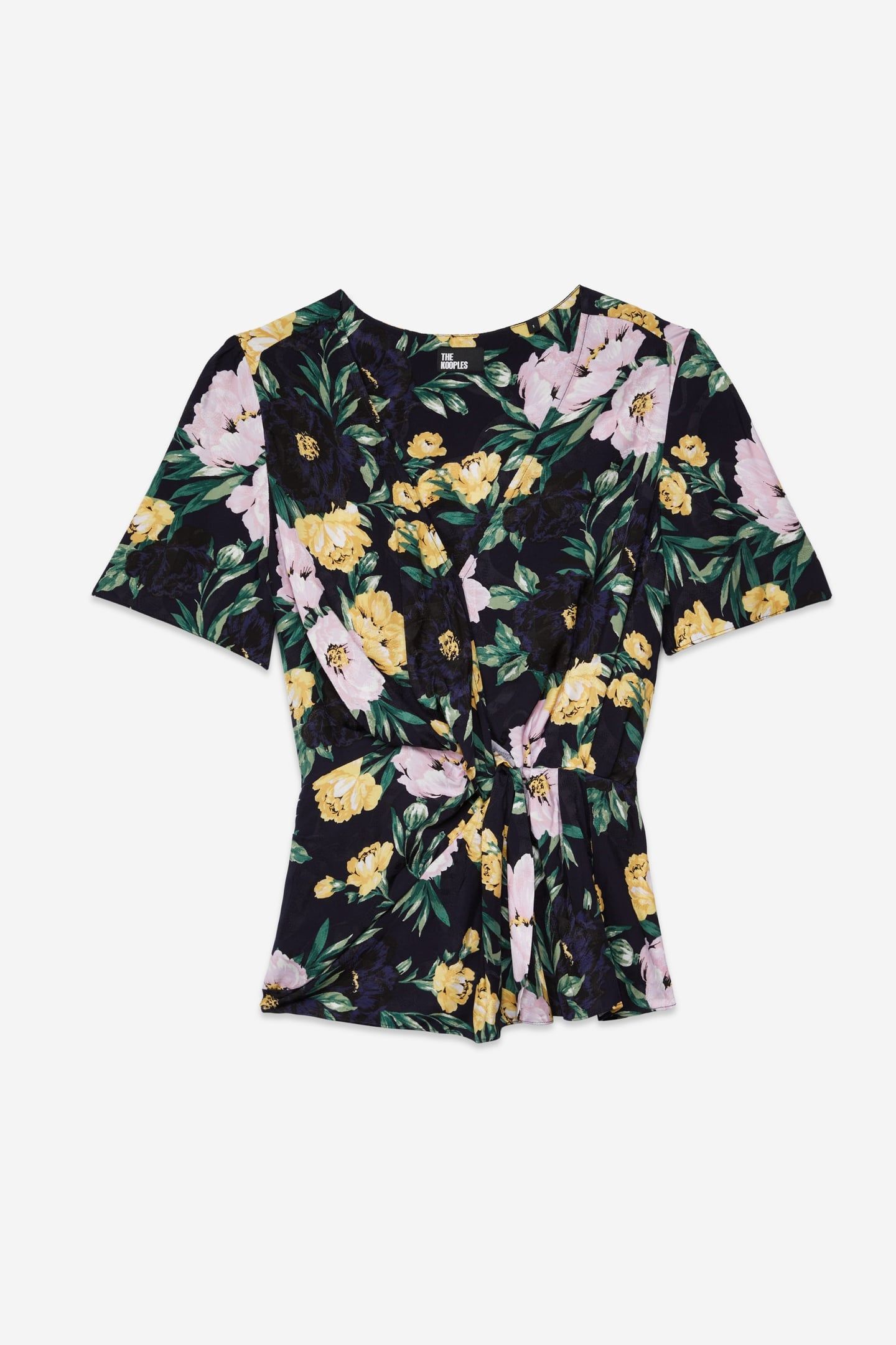 SHORT-SLEEVED TOP WITH TIE LIGHTPINK/DARKNAVY 5
