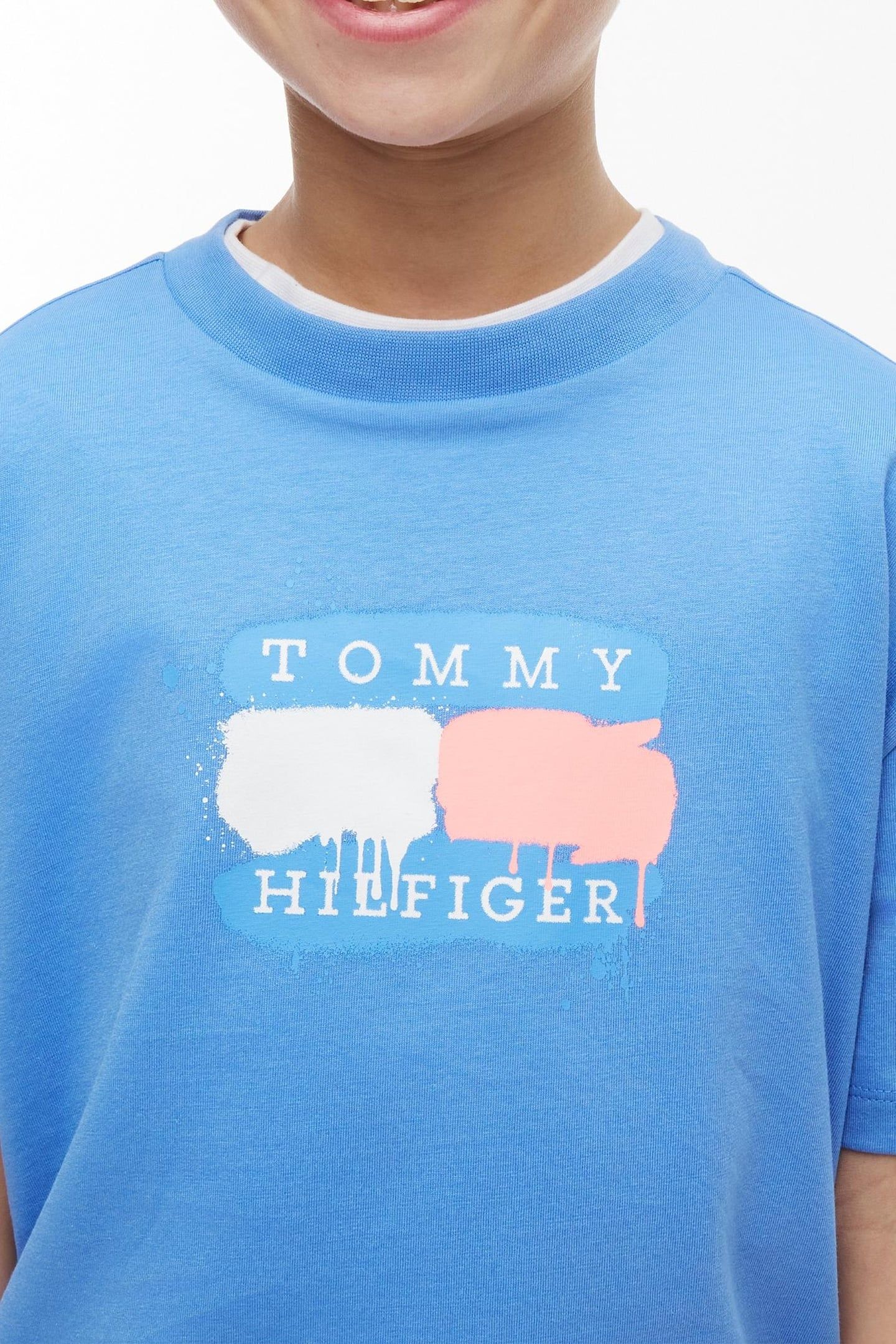BOYS TOMMY FLAG GRAFFITI TEE COPENHAGEN BLUE 5