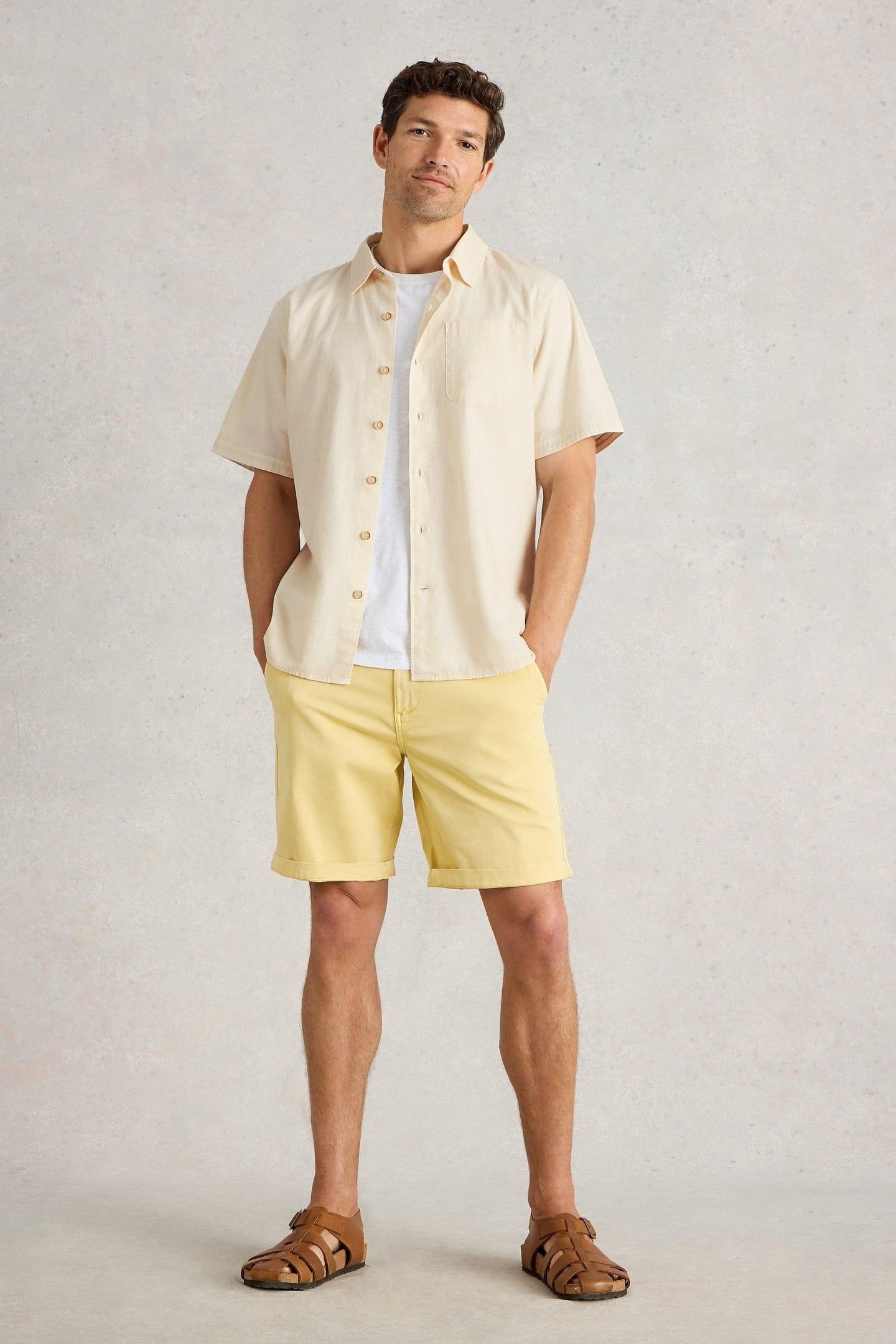 ELY LINEN COTTON SS SHIRT NATURAL WHITE 1