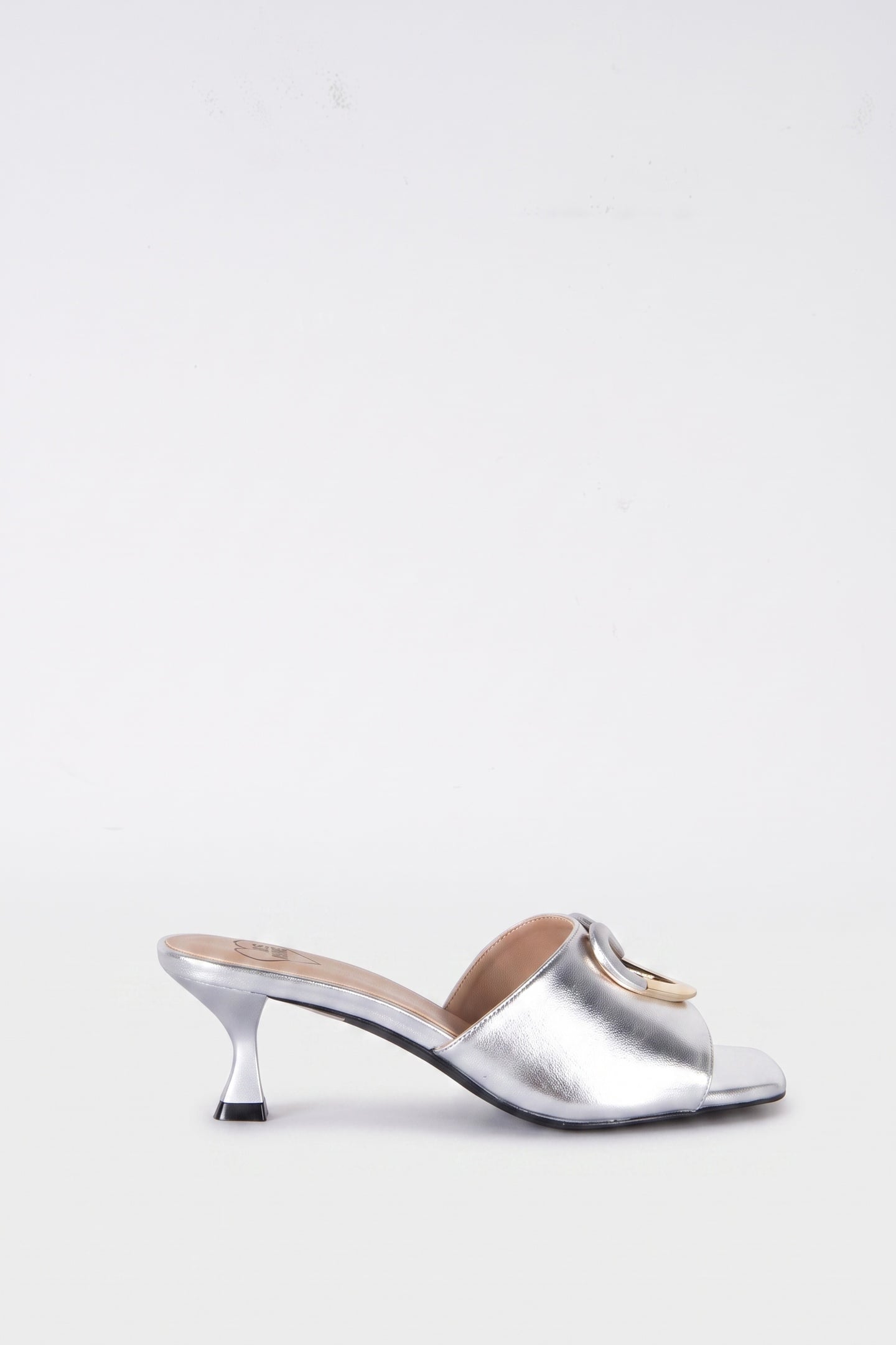 LOVE MOSCHINO HEART-APPLIQUÉ SANDALS SILVER 1