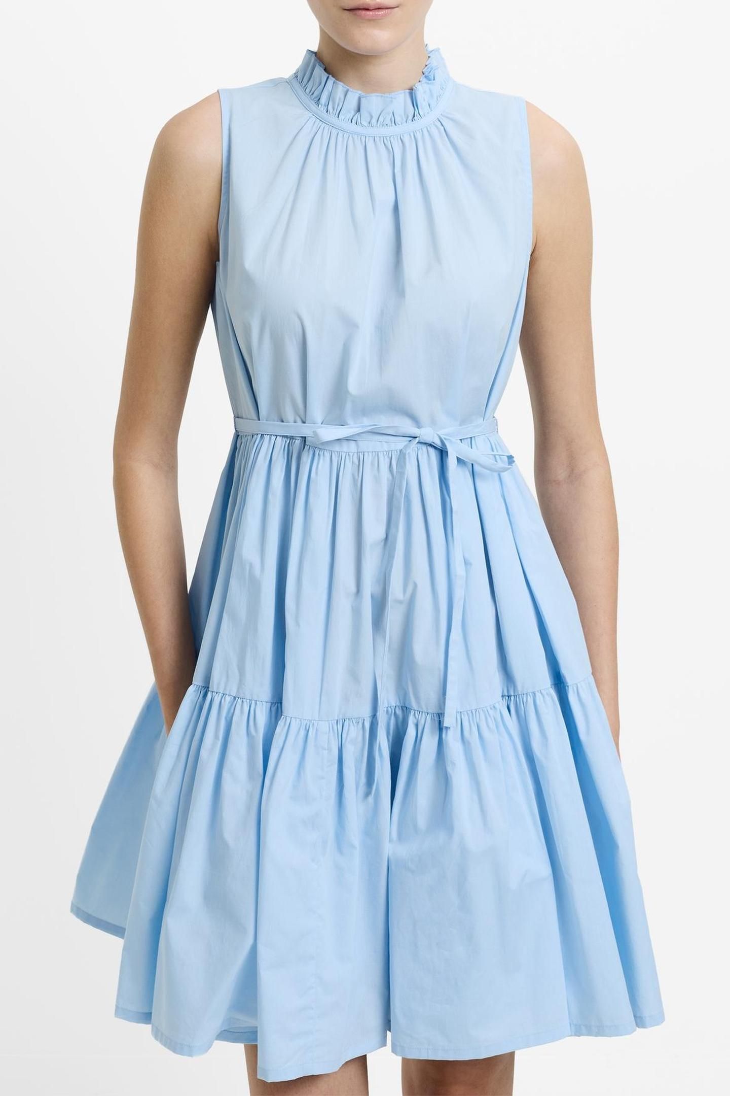 TIERED POPLIN DRESS S SKY BLUE 2