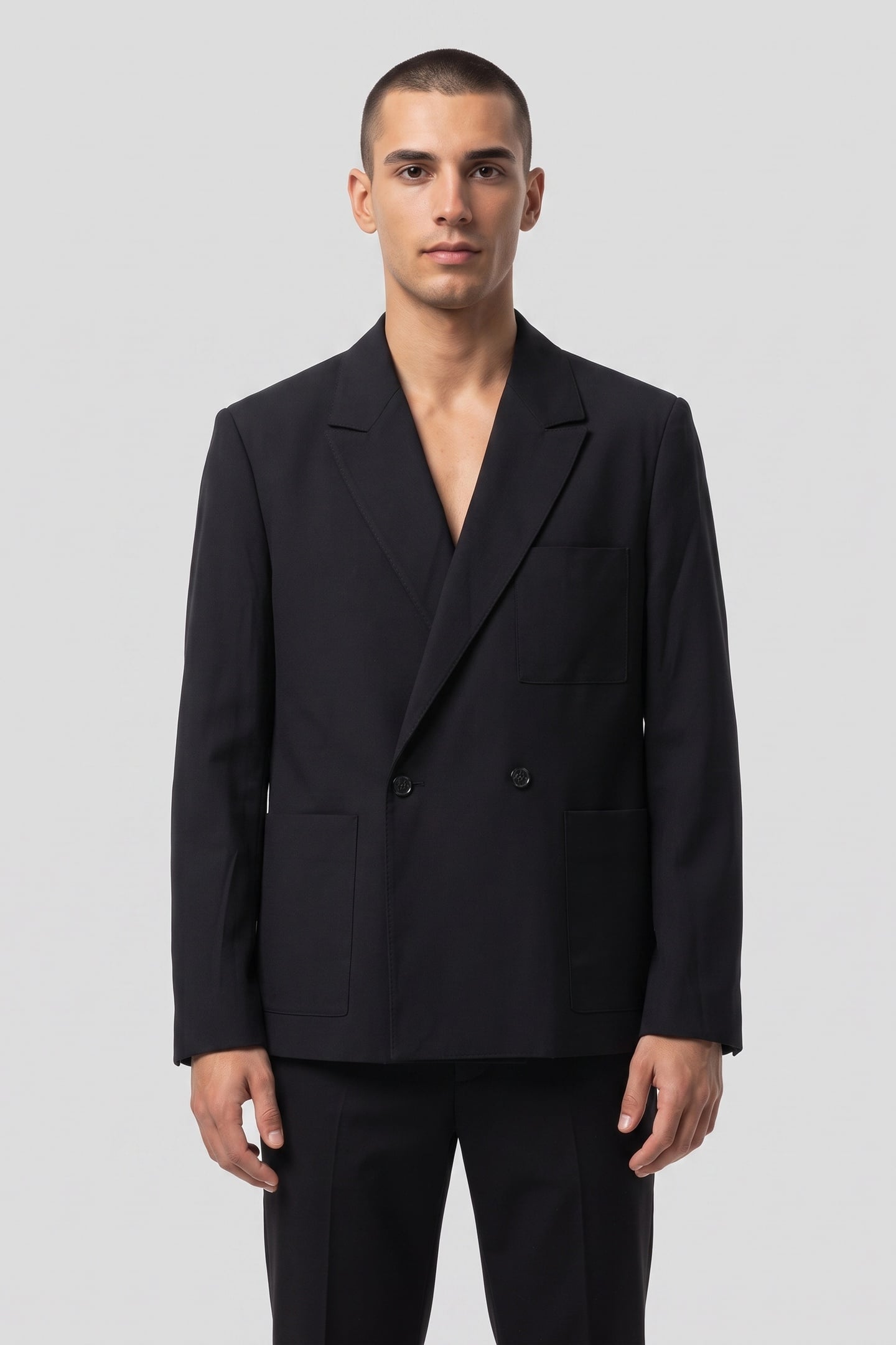 SHORT DOUBLE-FACE WOOL JACKET BLUE 1
