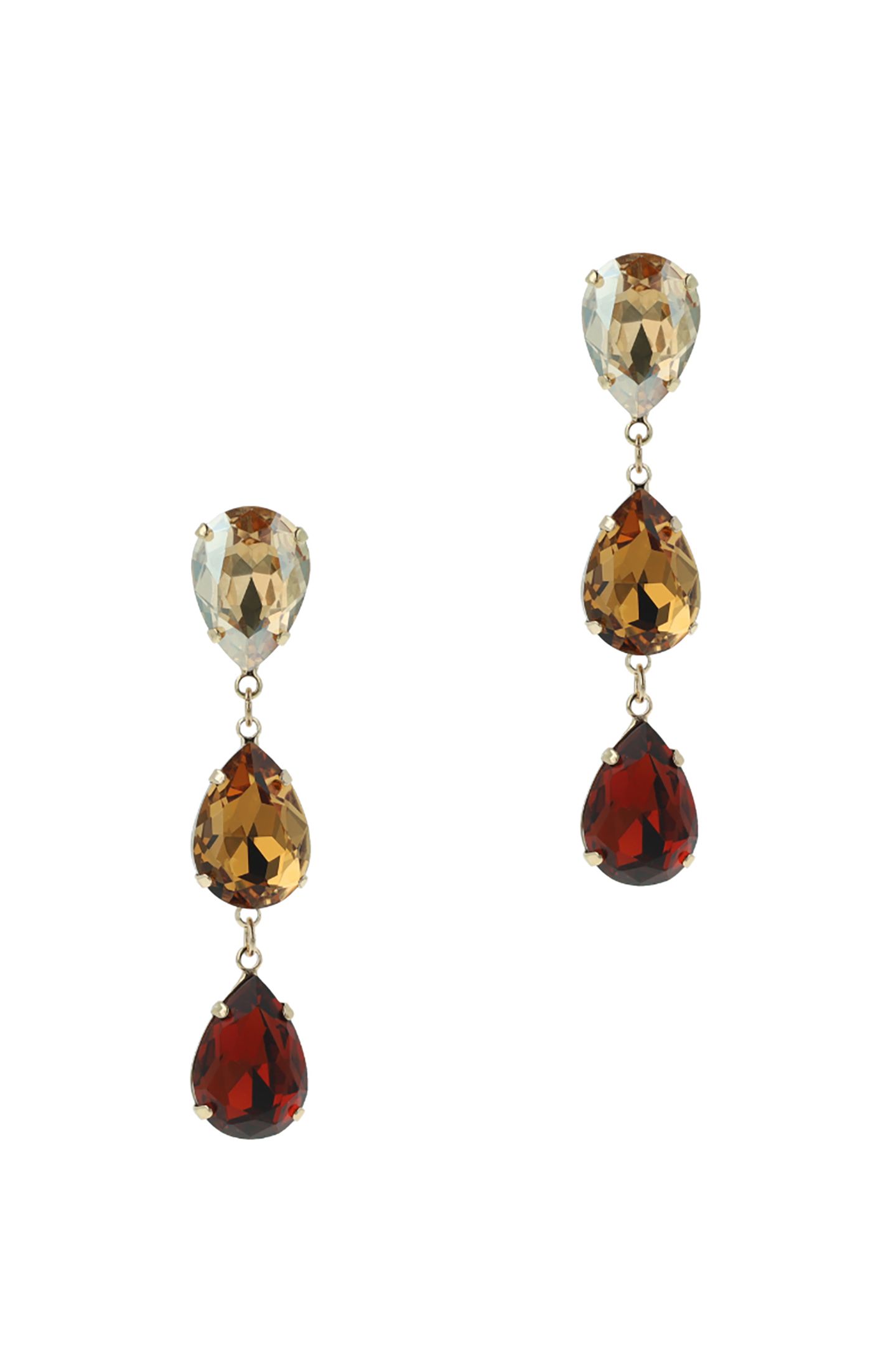 TRIPLE DROP EARHANGERS TOPAZ GOLD, BROWN 1