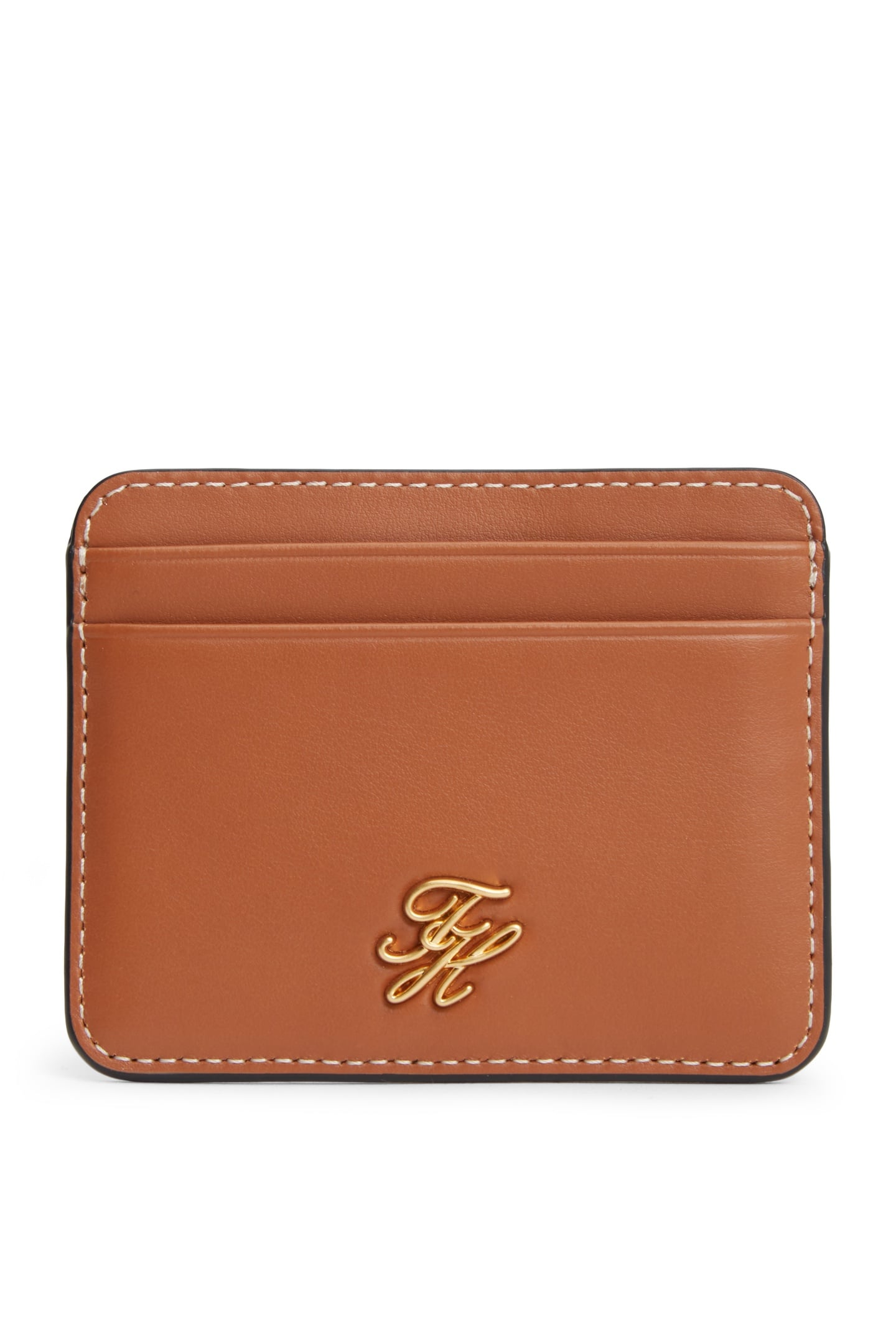 SCRIPT LEATHER CARDHOLDER COGNAC 1