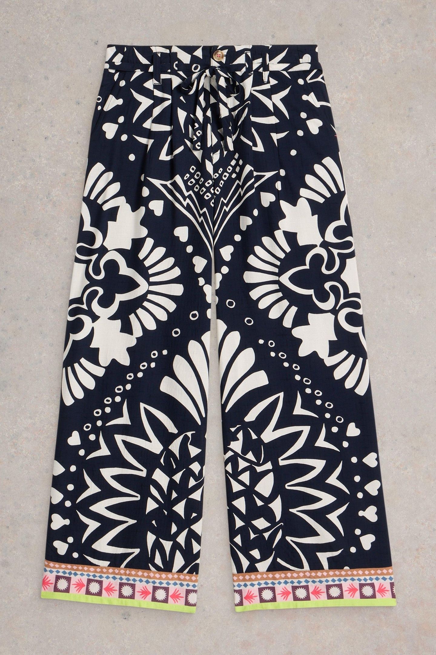 FARAH WIDE LEG TROUSER NAVY MULTI 5