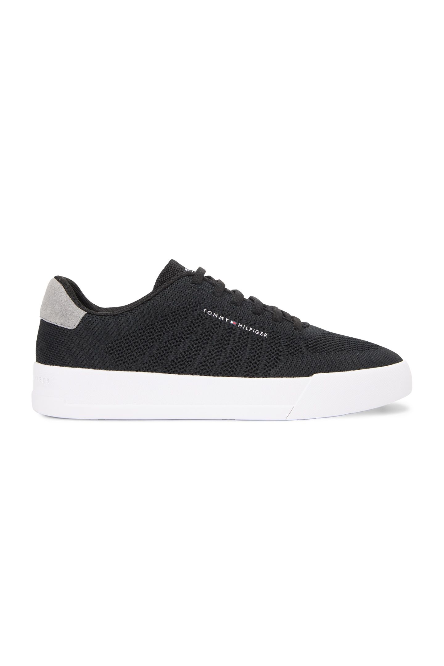 LOGO KNIT COURT TRAINERS BLACK 1