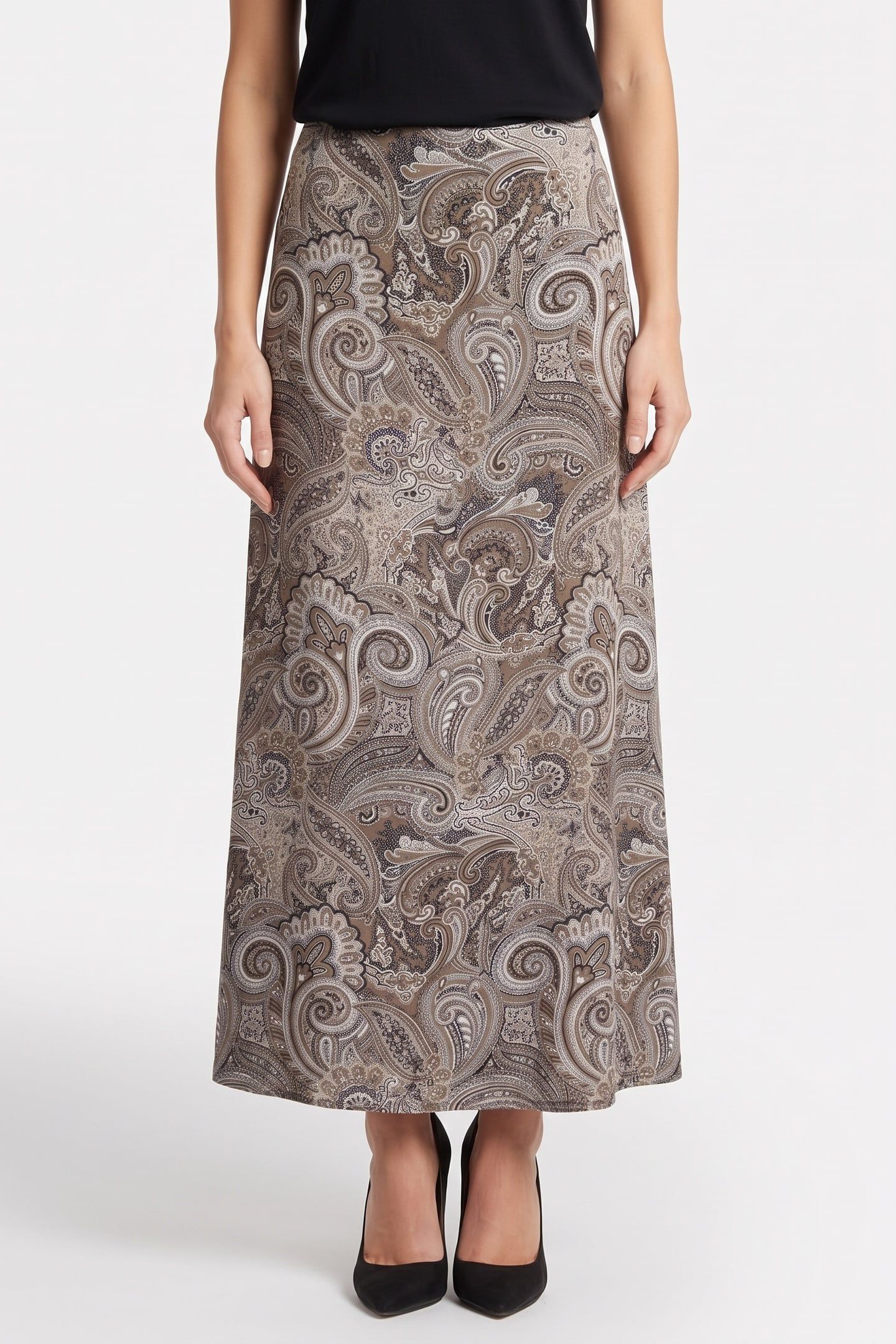 ALANIS MIDI SKIRT FLORAL PAISLEY TAUPE 1