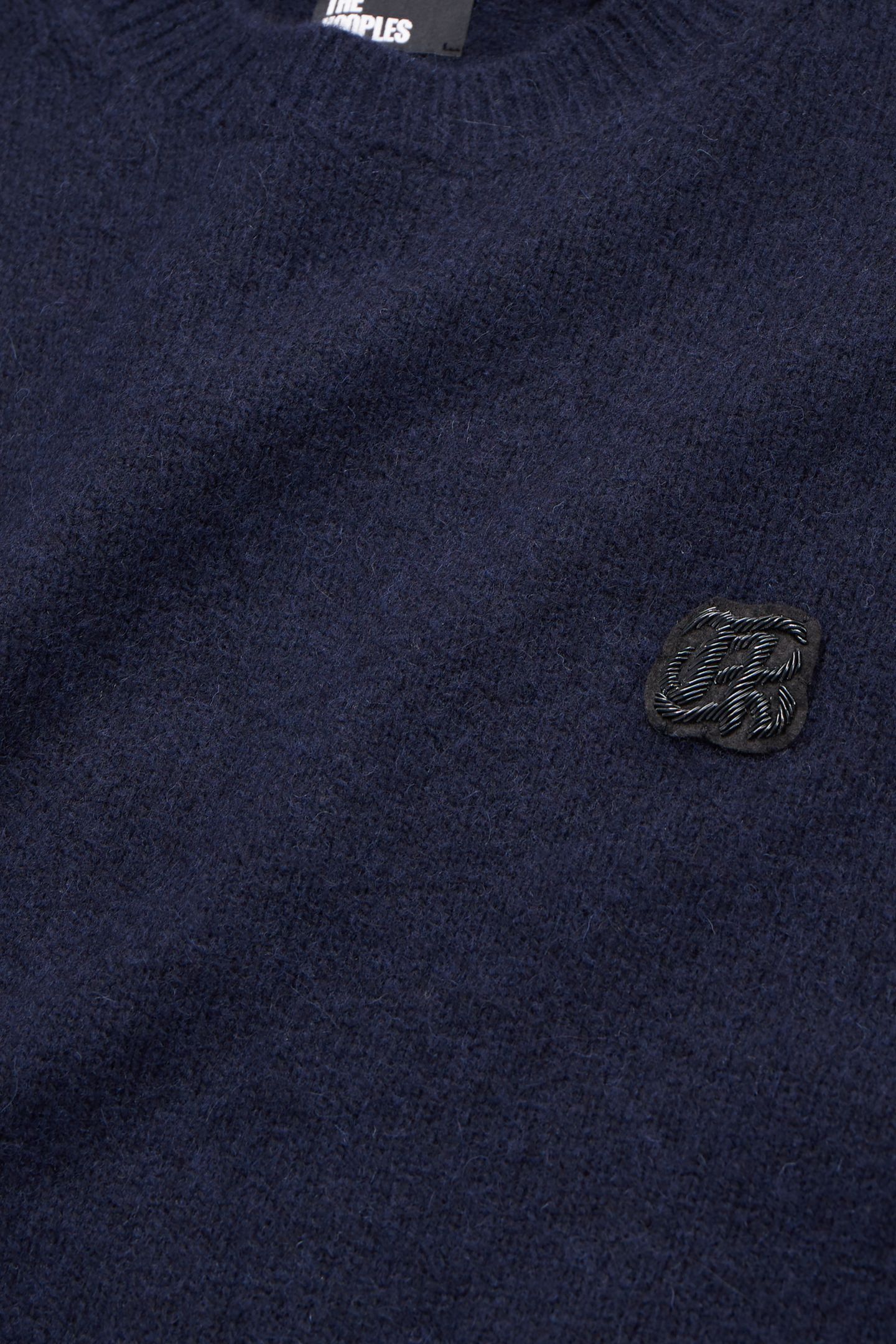 ROUND NECK SWEATER WITH CANETILLE PATCH NAVY 6