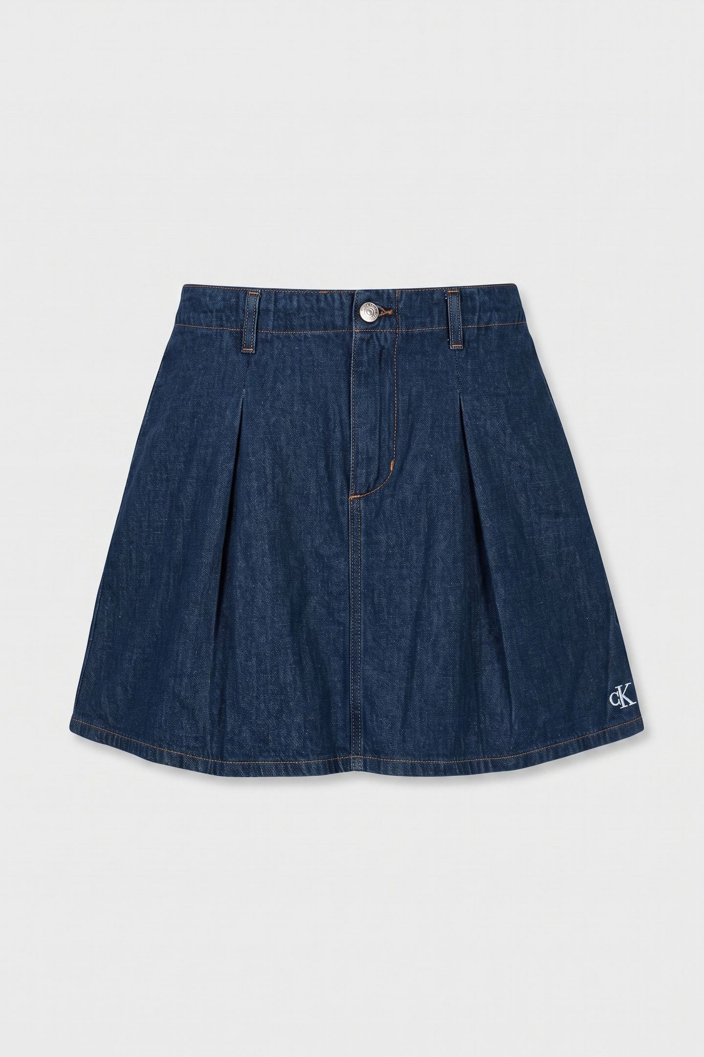 GIRLS MINI ME PLEATED DENIM SKIRT BLACK BLUE STONE WASH 2