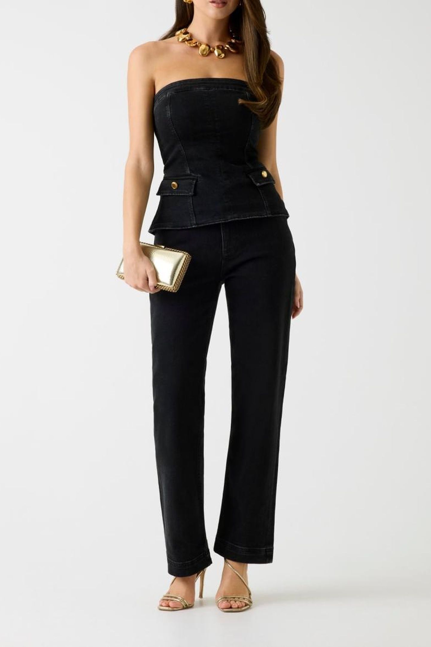 DORIS DENIM BUSTIER JET BLACK A996 1