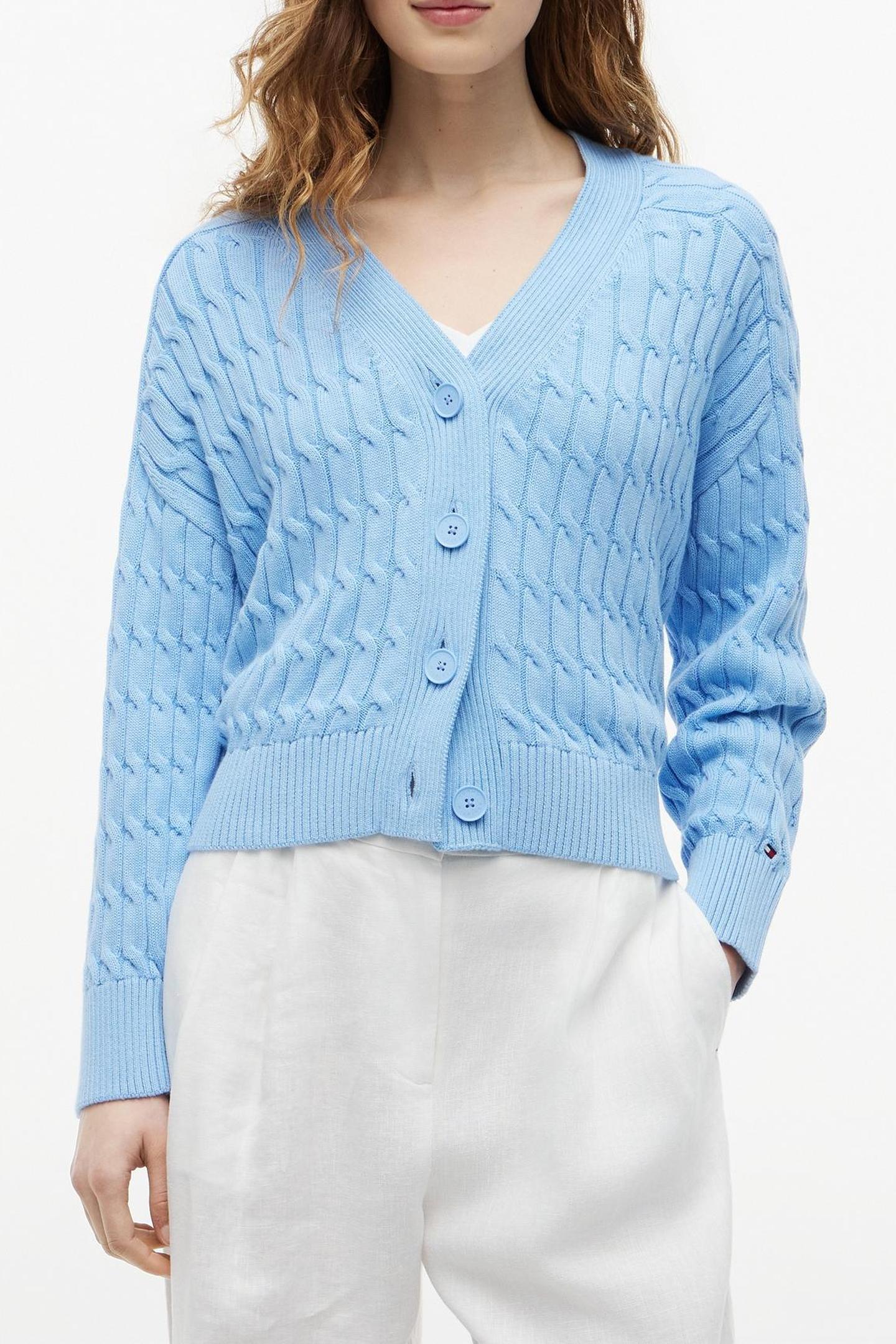 MID CABLE V-NECK LS VESSEL BLUE 1