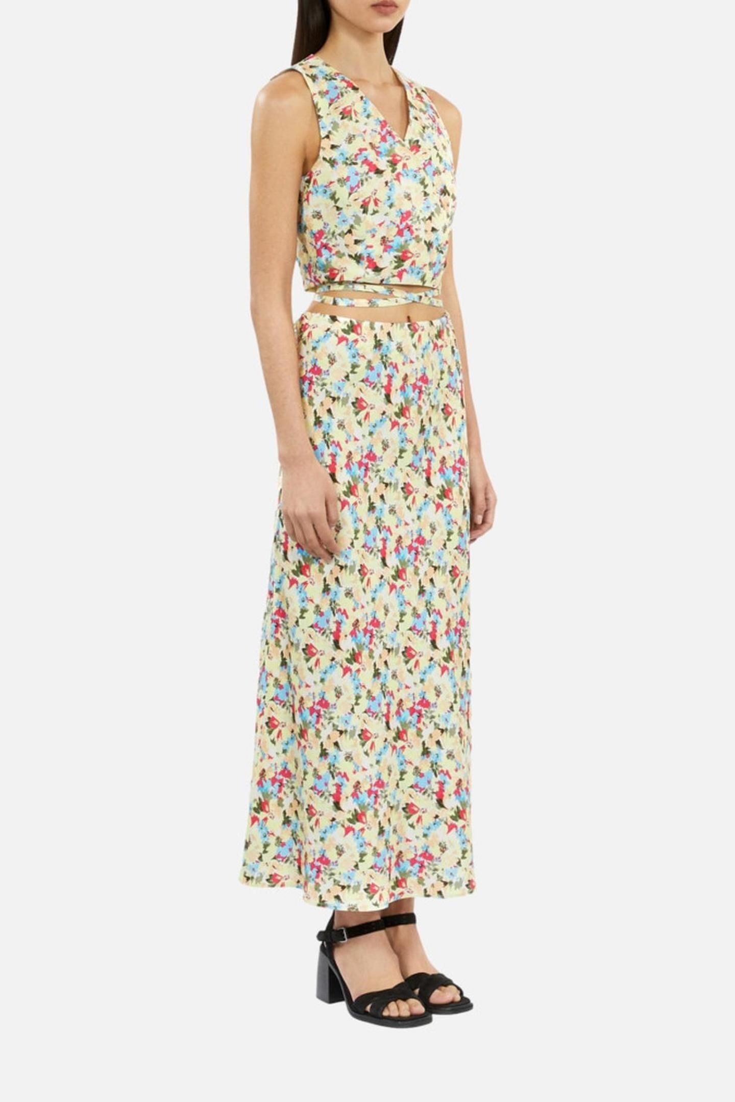 SLEEVELESS WRAP TOP WITH TIES YELLOW 5