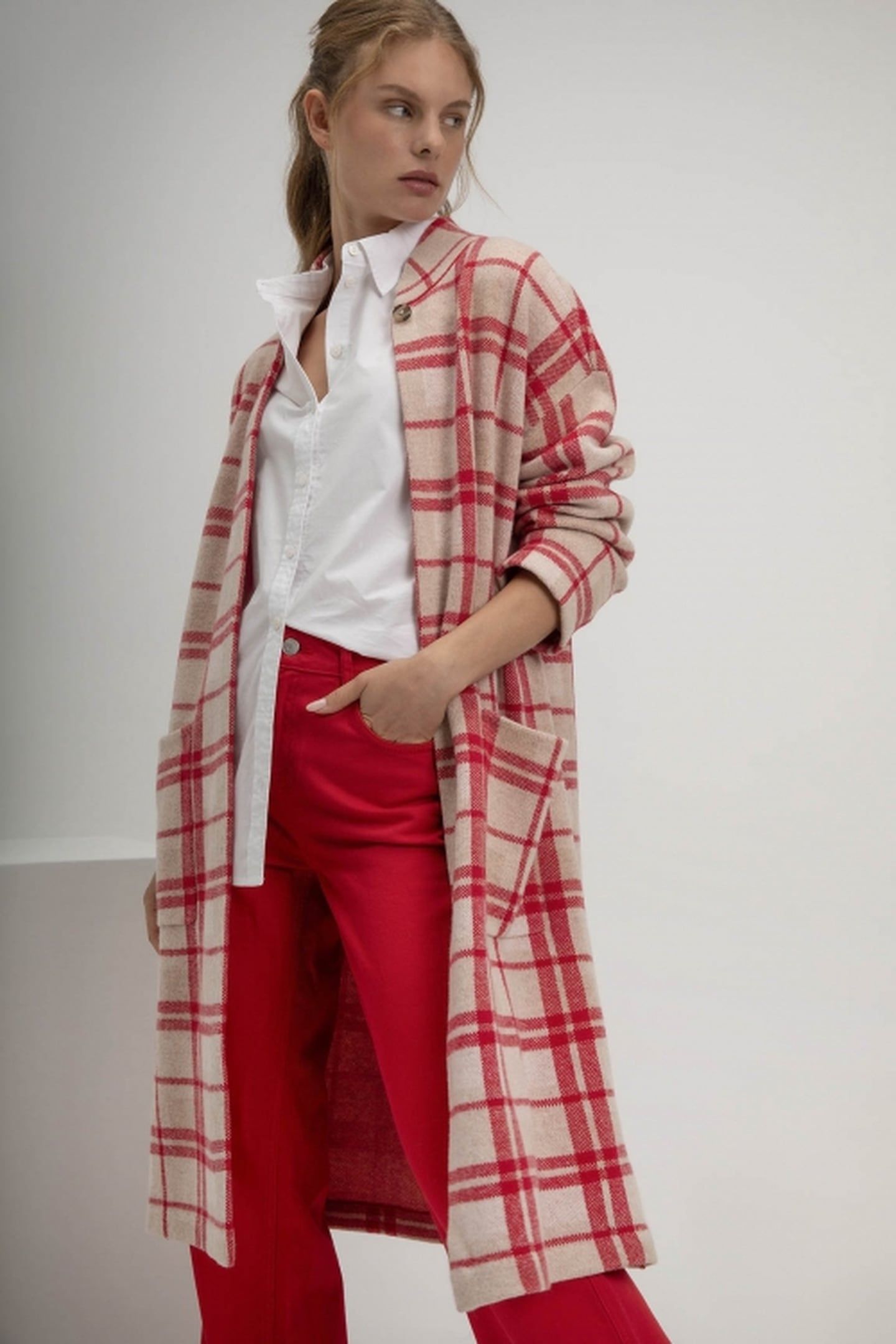 SJOERD CARDIGAN RED CHECK 1