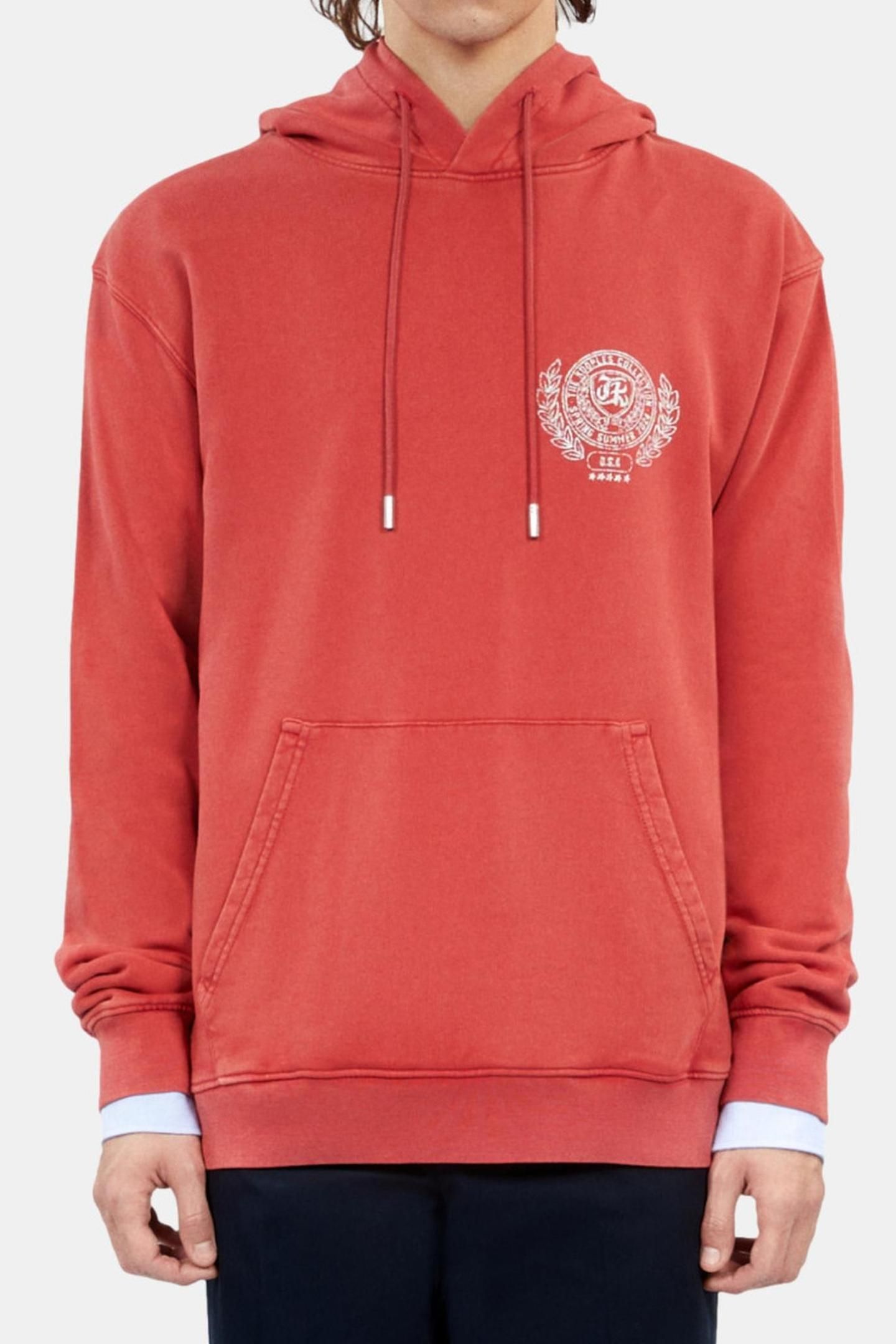 HOODIE WITH COLLEGE PRINT RED BRIQUE 2