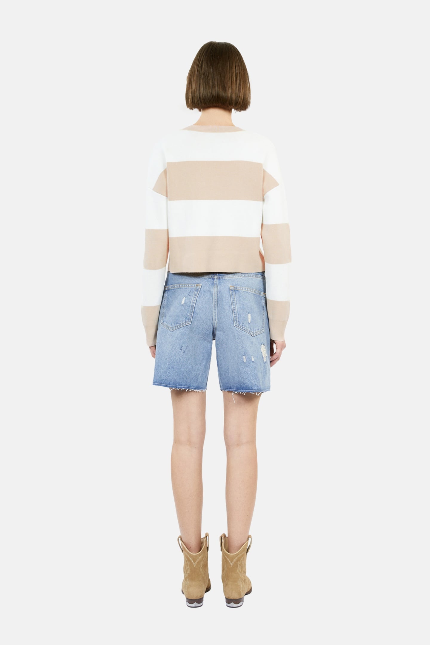 PULL RAYE BICOLOR BEIGE ECRU 4