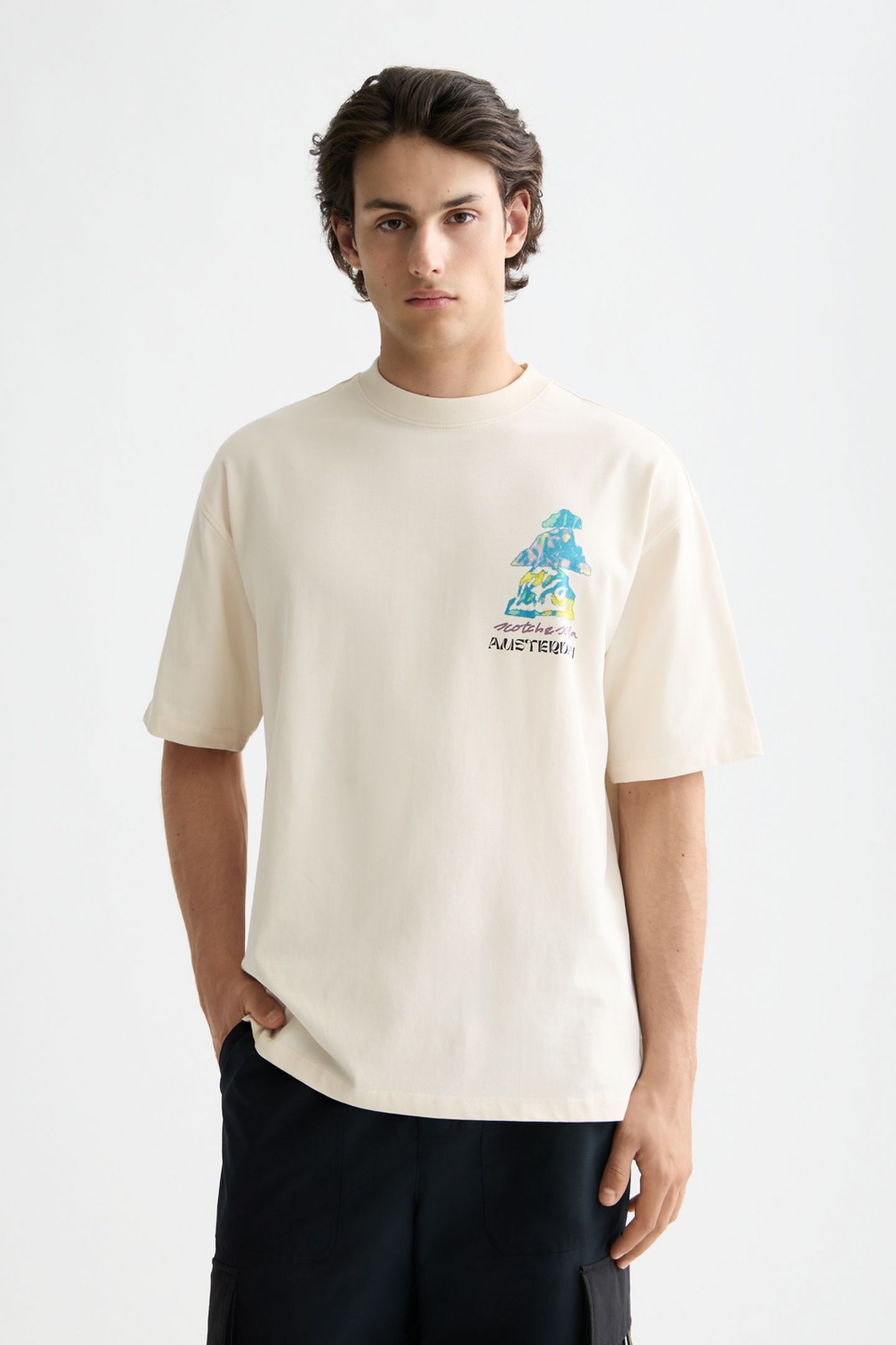 LOOSE FIT FRONT AND BACK ARTWORK T-SHIRT EGGNOG 1