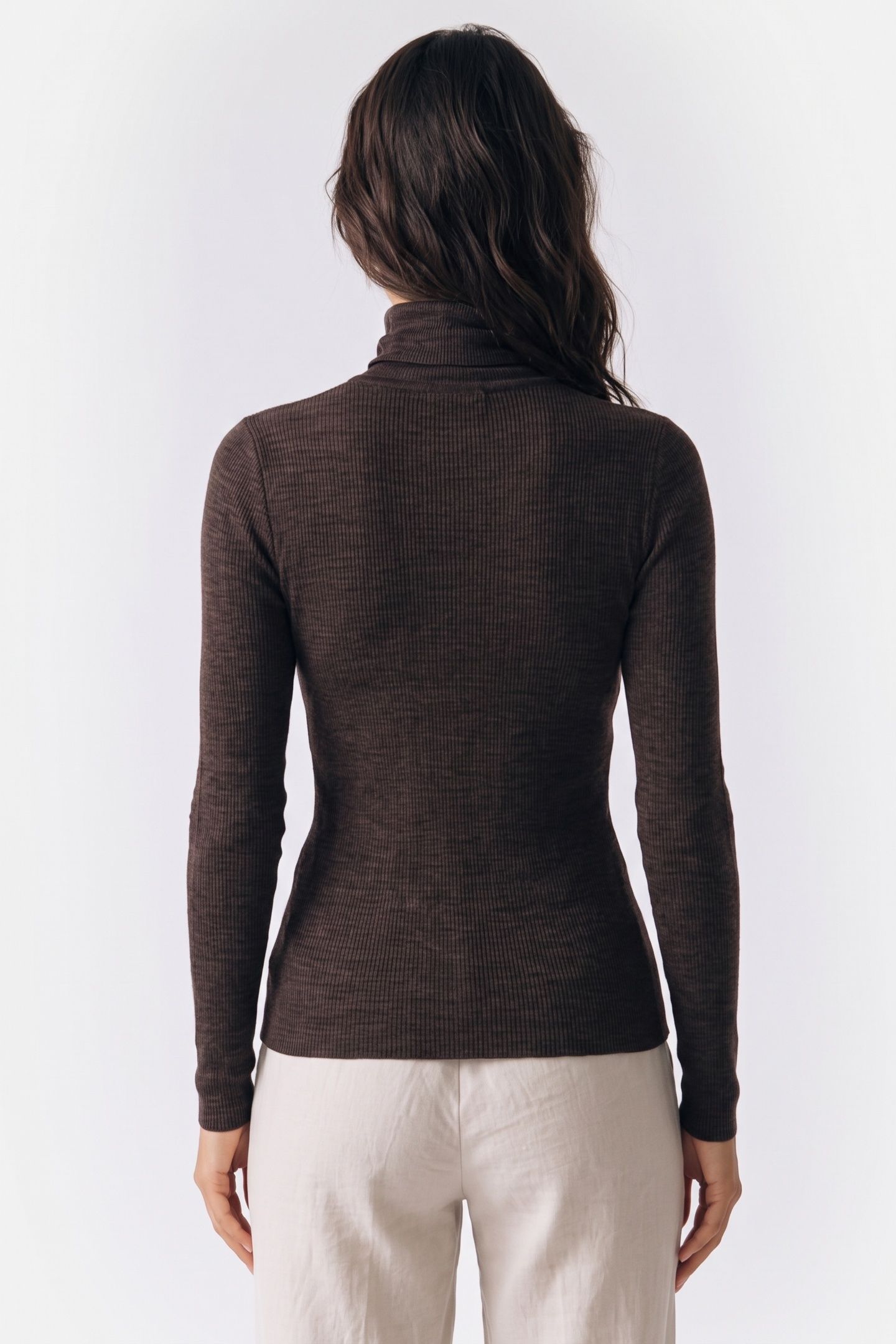 MALENA WOOL RIB TURTLENECK BROWN 2