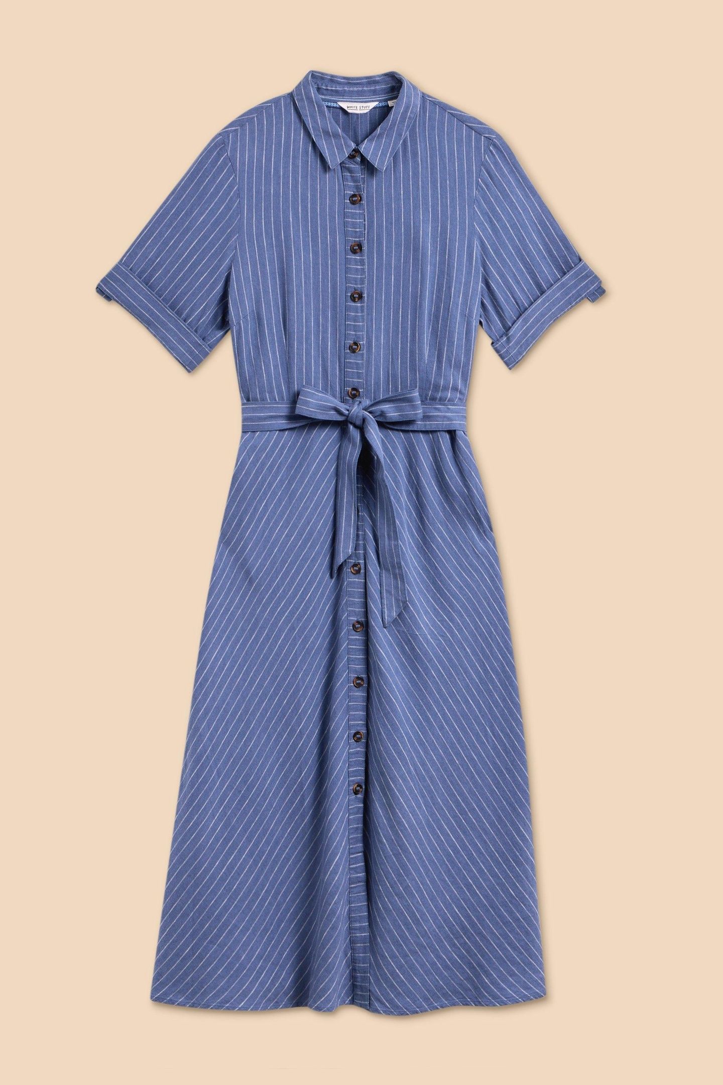 BETH LINEN BLEND SHIRT DRESS BLUE MULTI 4