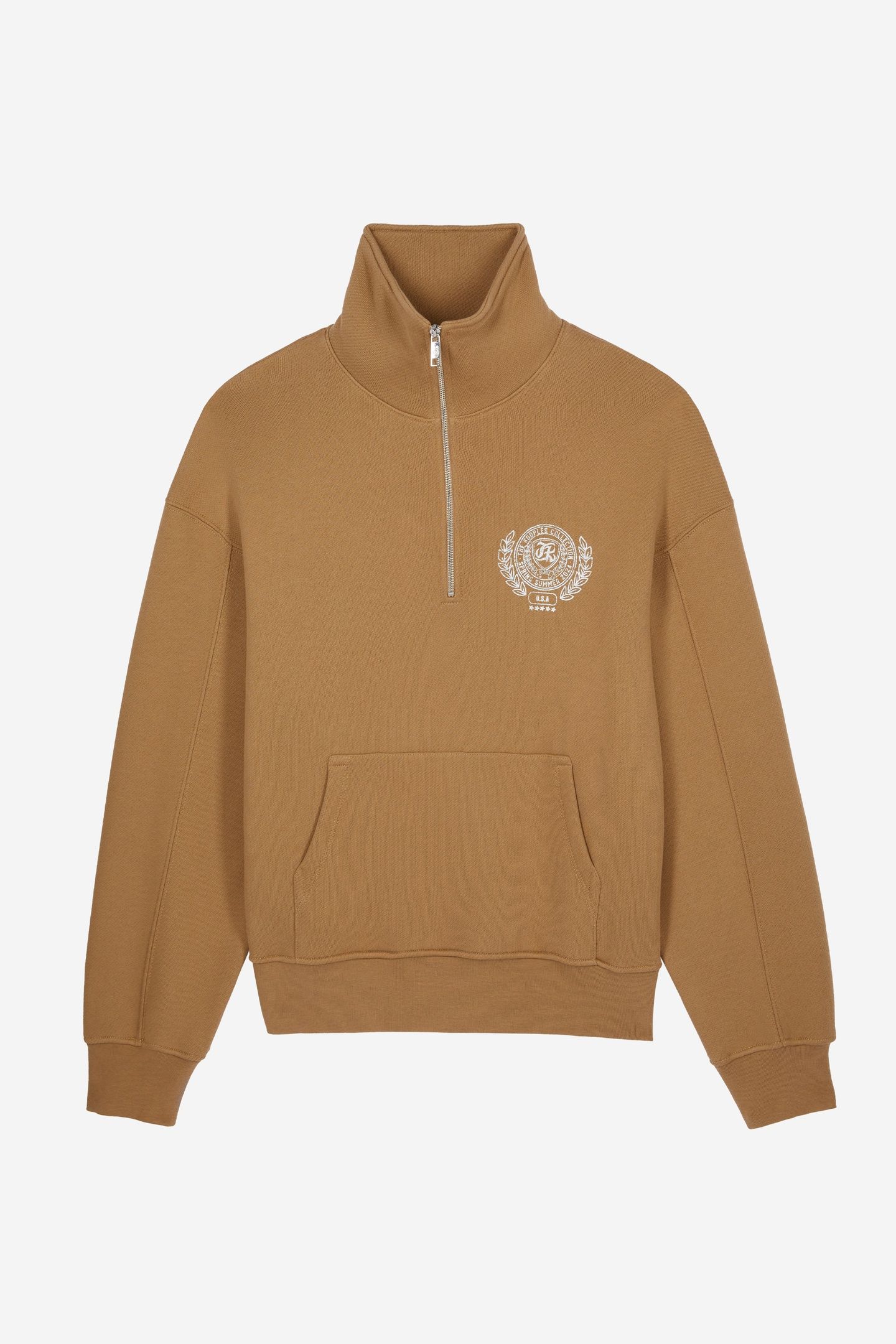 SWEATSHIRT A COL ZIPPE LIGHT BROWN 5