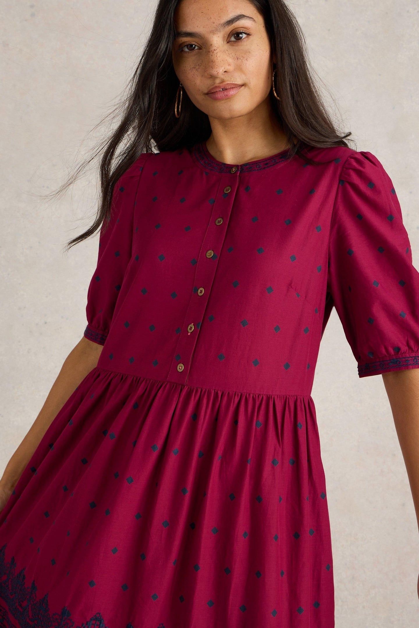 POLLY EMBROIDERED DRESS RED MULTI 2