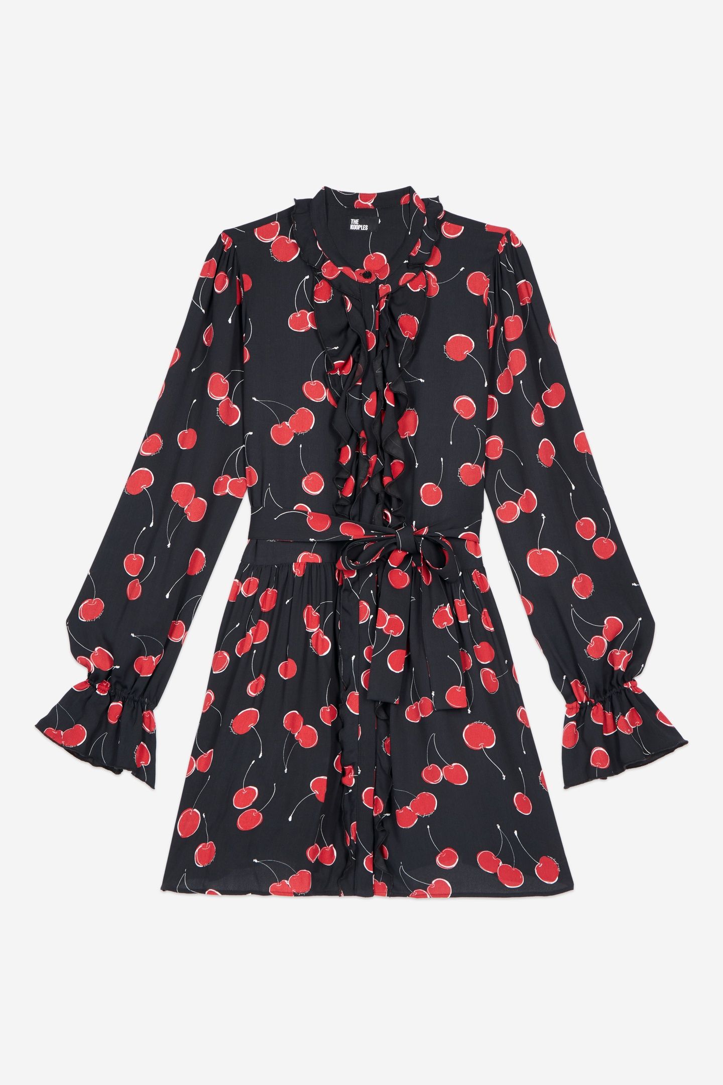 SHORT DRESS WITH LONG SLEEVES BLACK - RED 3