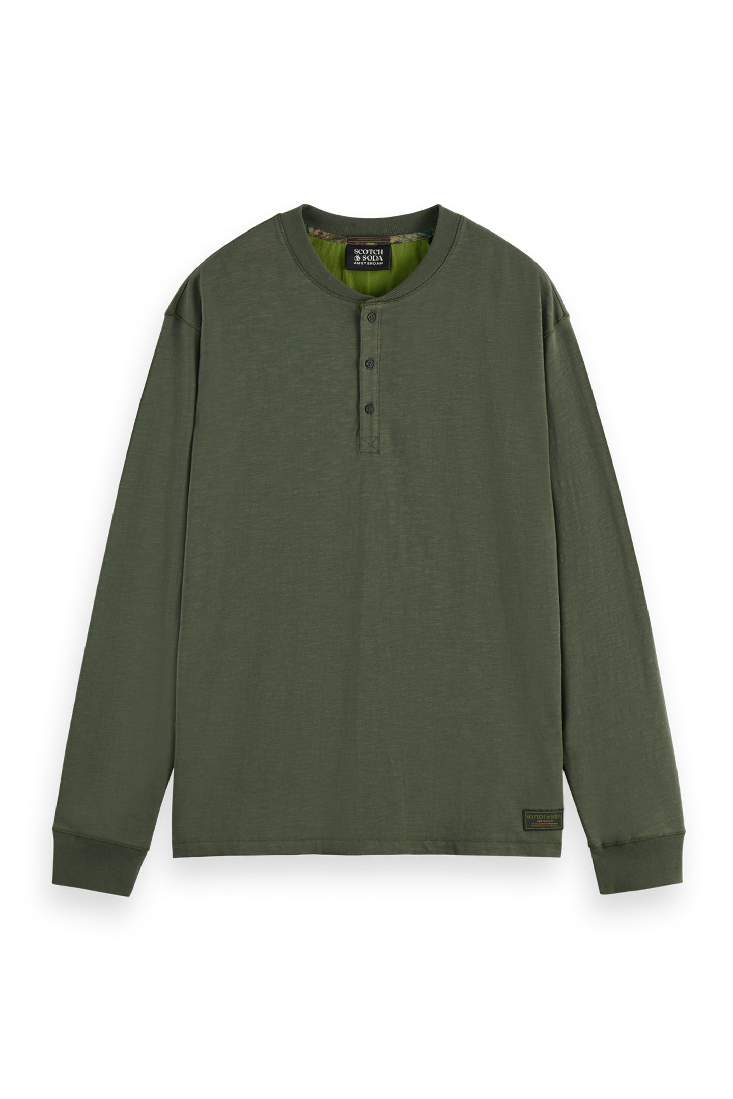 SLUB HENLEY T-SHIRT LS THYME 4