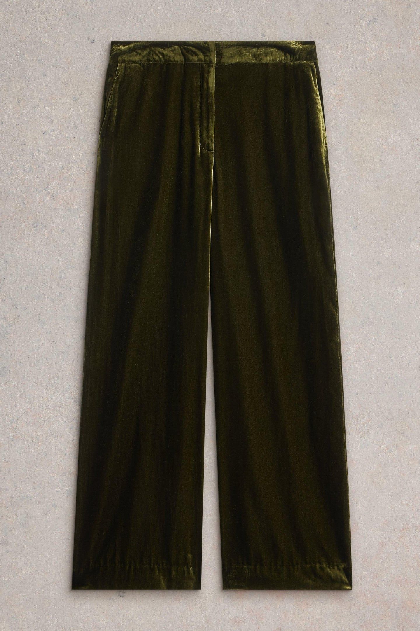 BELLE WIDE LEG VELVET TROUSER KHAKI GREEN 4