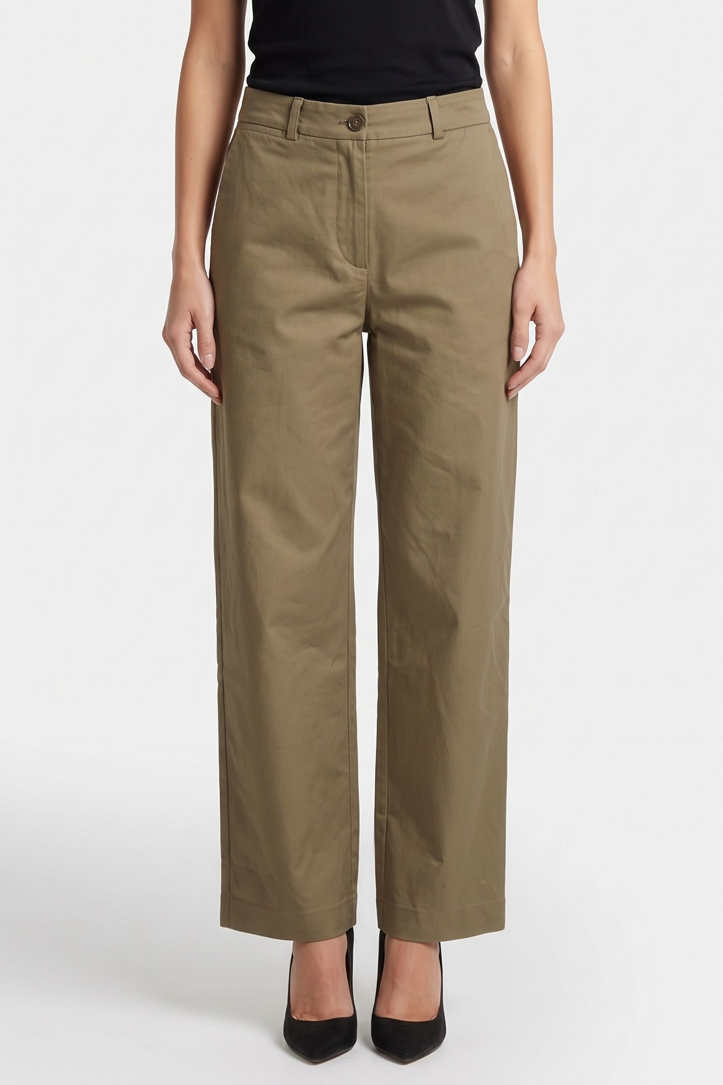 EEVA COTTON TWILL TROUSERS KHAKI 1