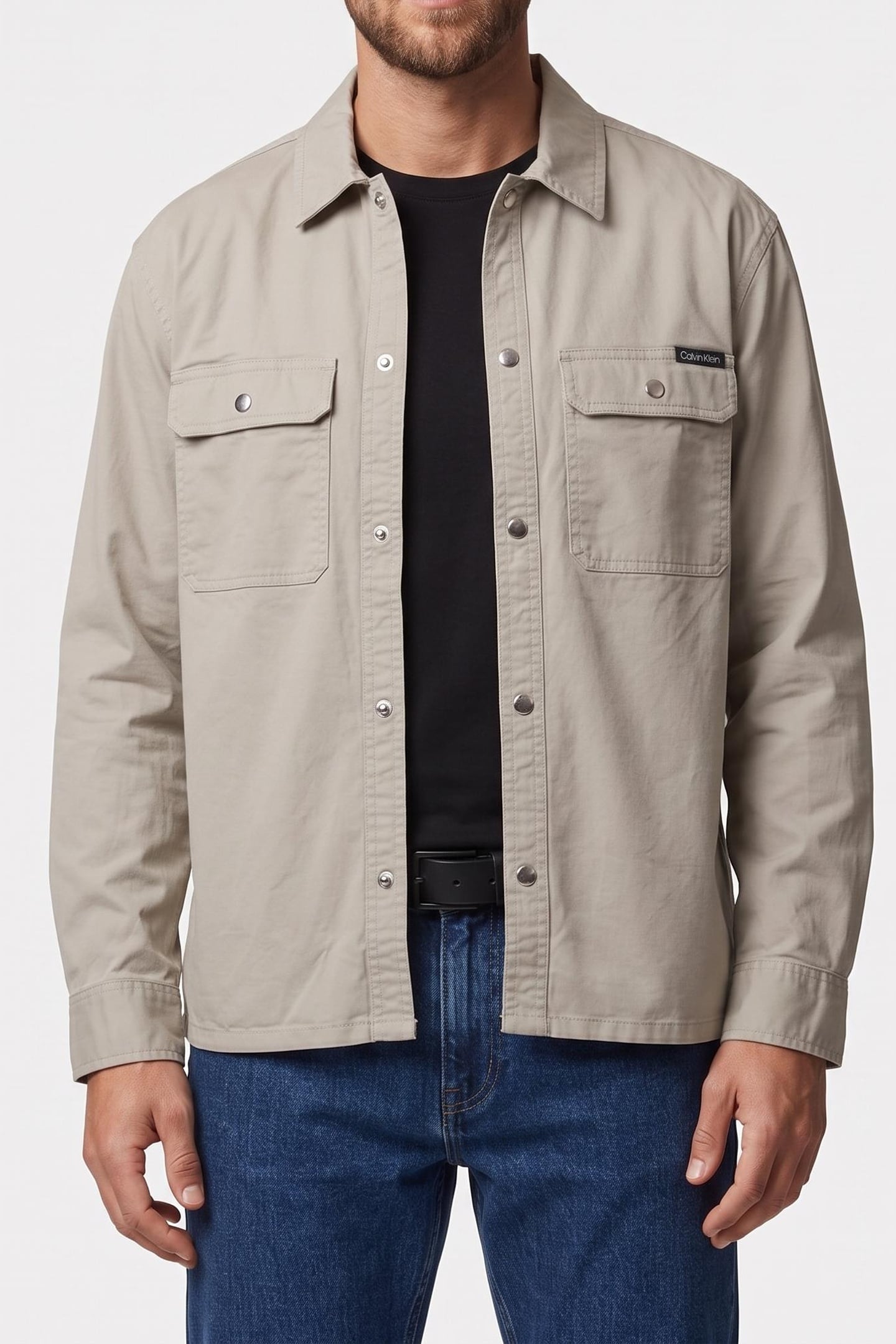 LONG SLEEVE UTILITY RELAXED OVERSHIRT FOREST FOG 1