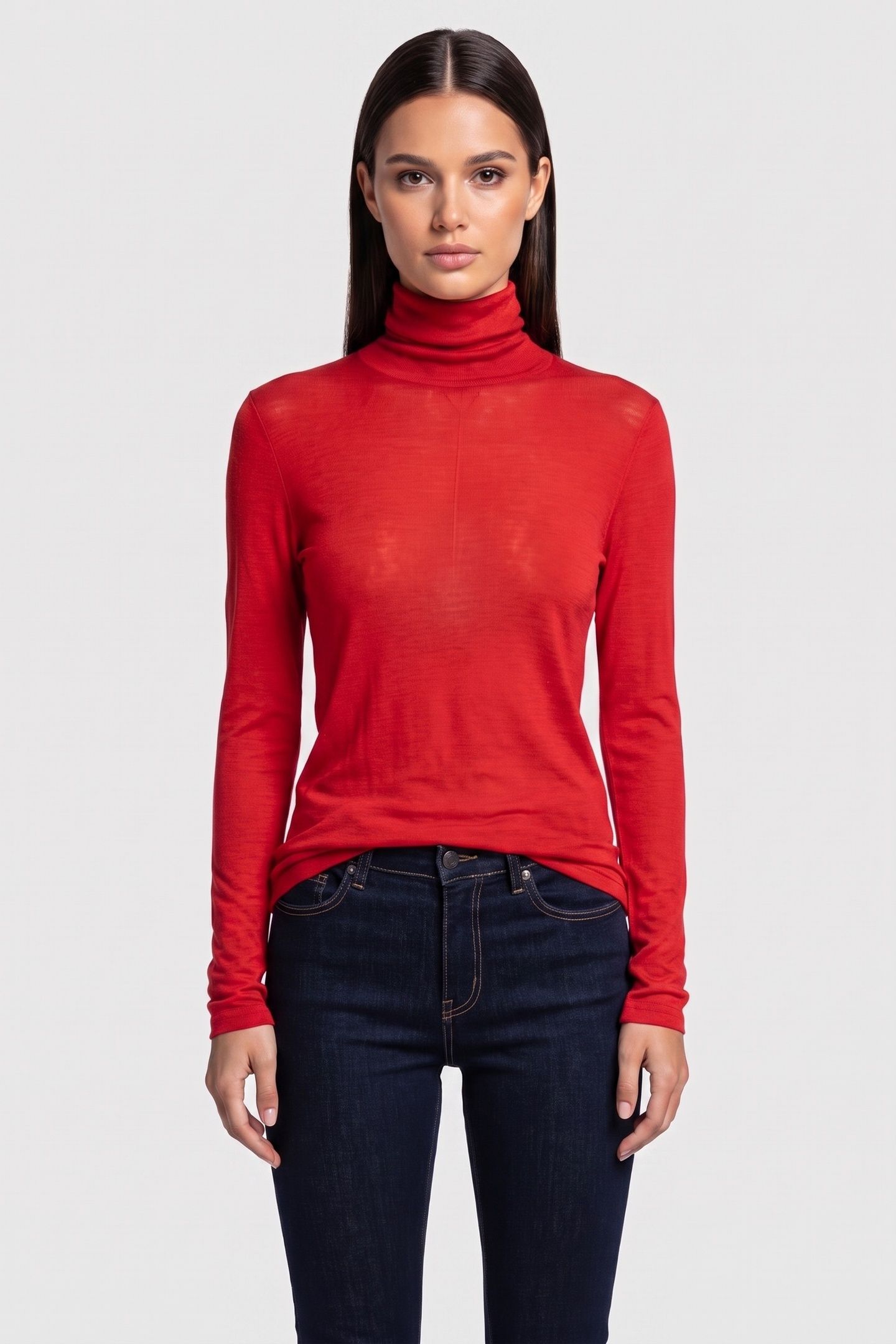 MALENA WOOL RIB TURTLENECK RED 1