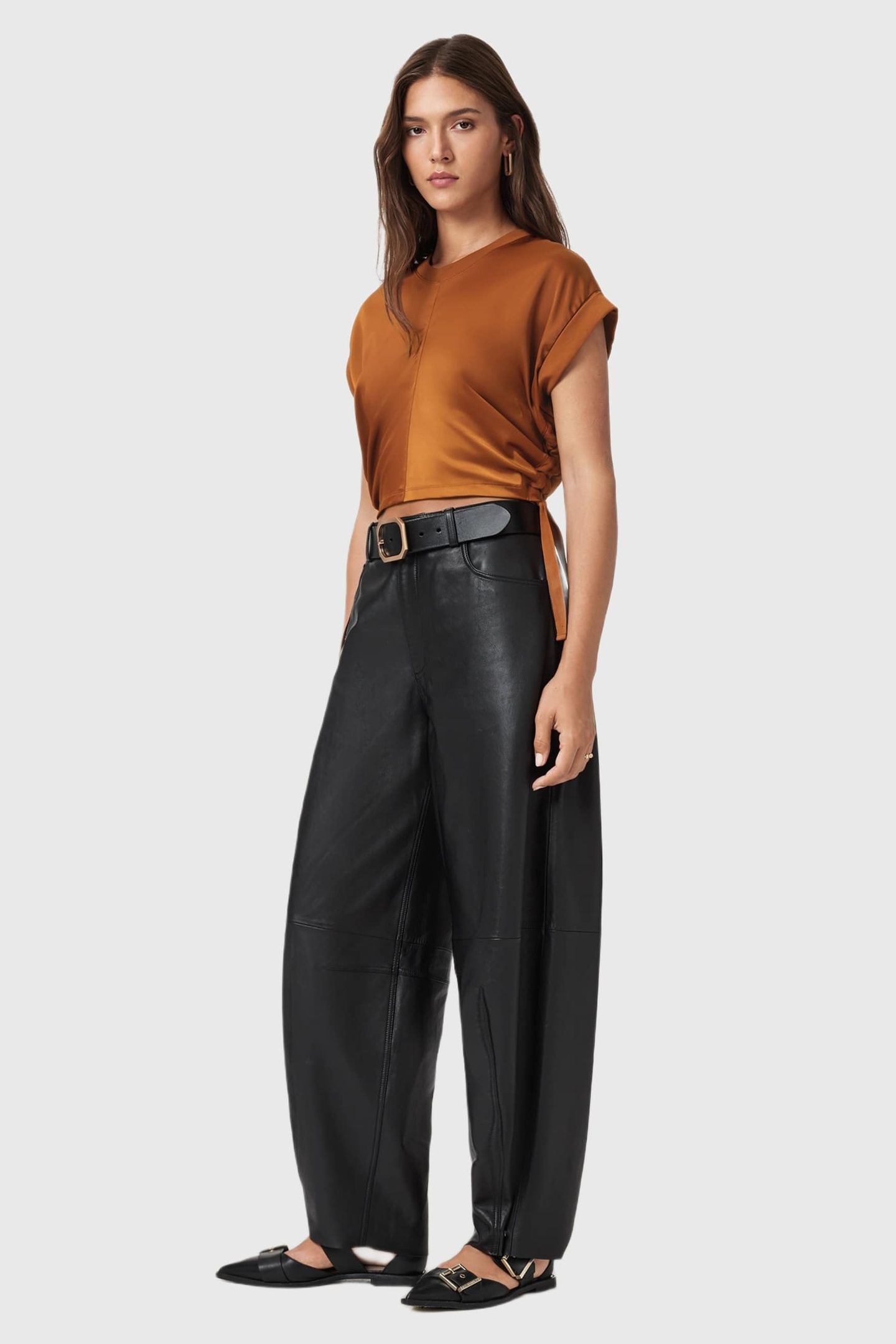 MIRA SATIN TEE RUST BROWN 4