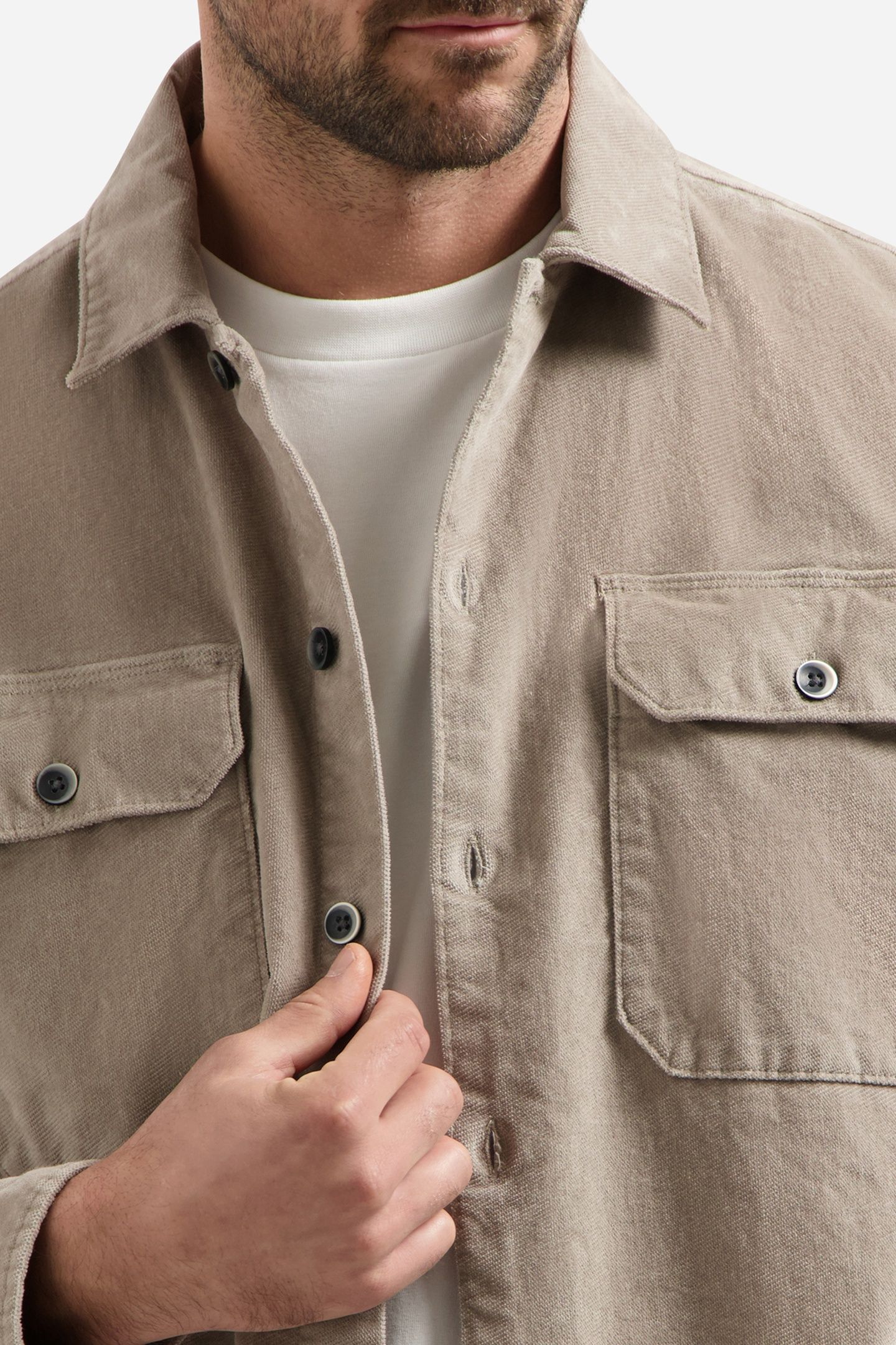 OVERSHIRT BUTTONS TWILL STRETCH CLAY 7