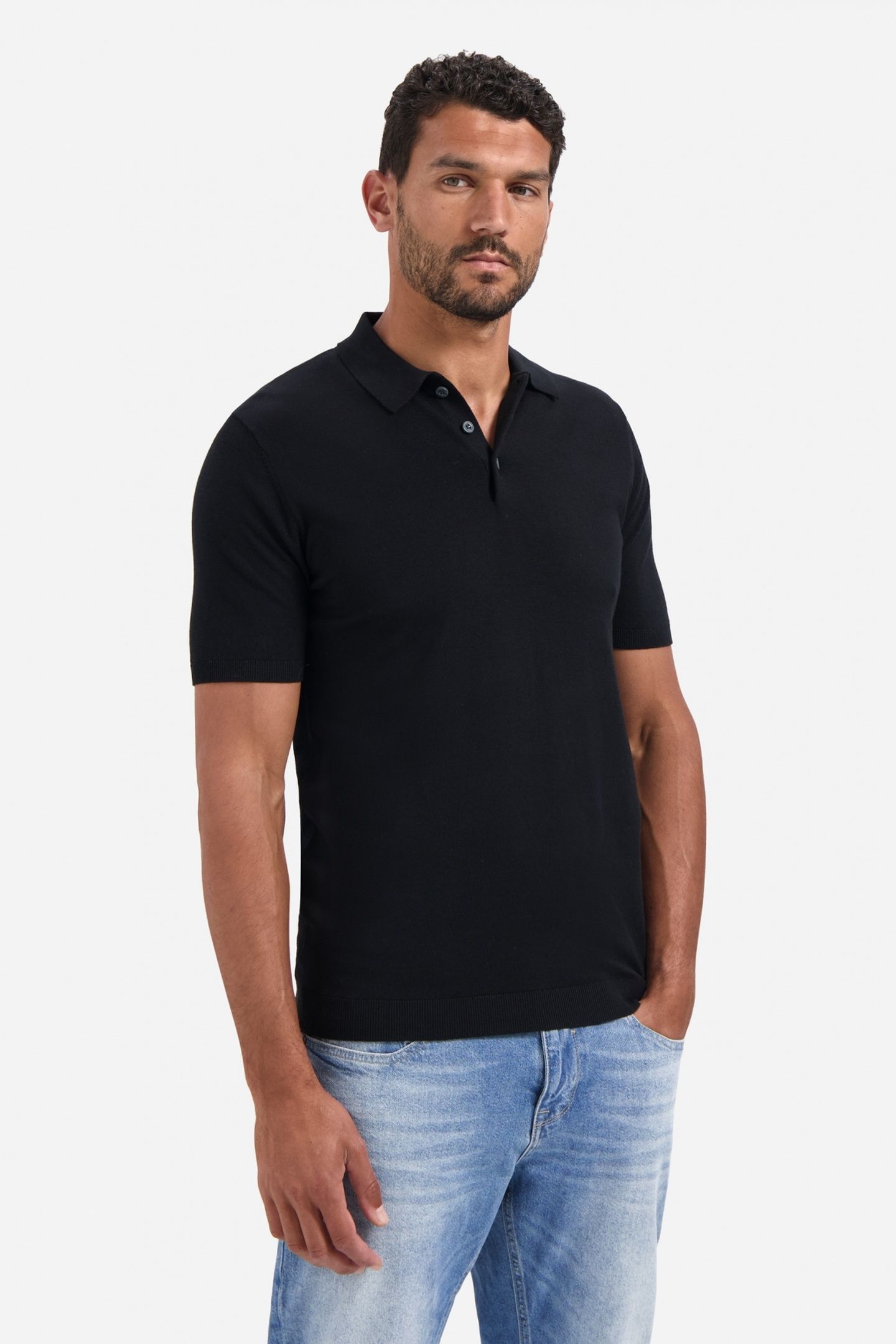 PULLOVER SHORT SLEEVE POLO SOLID BLACK 1