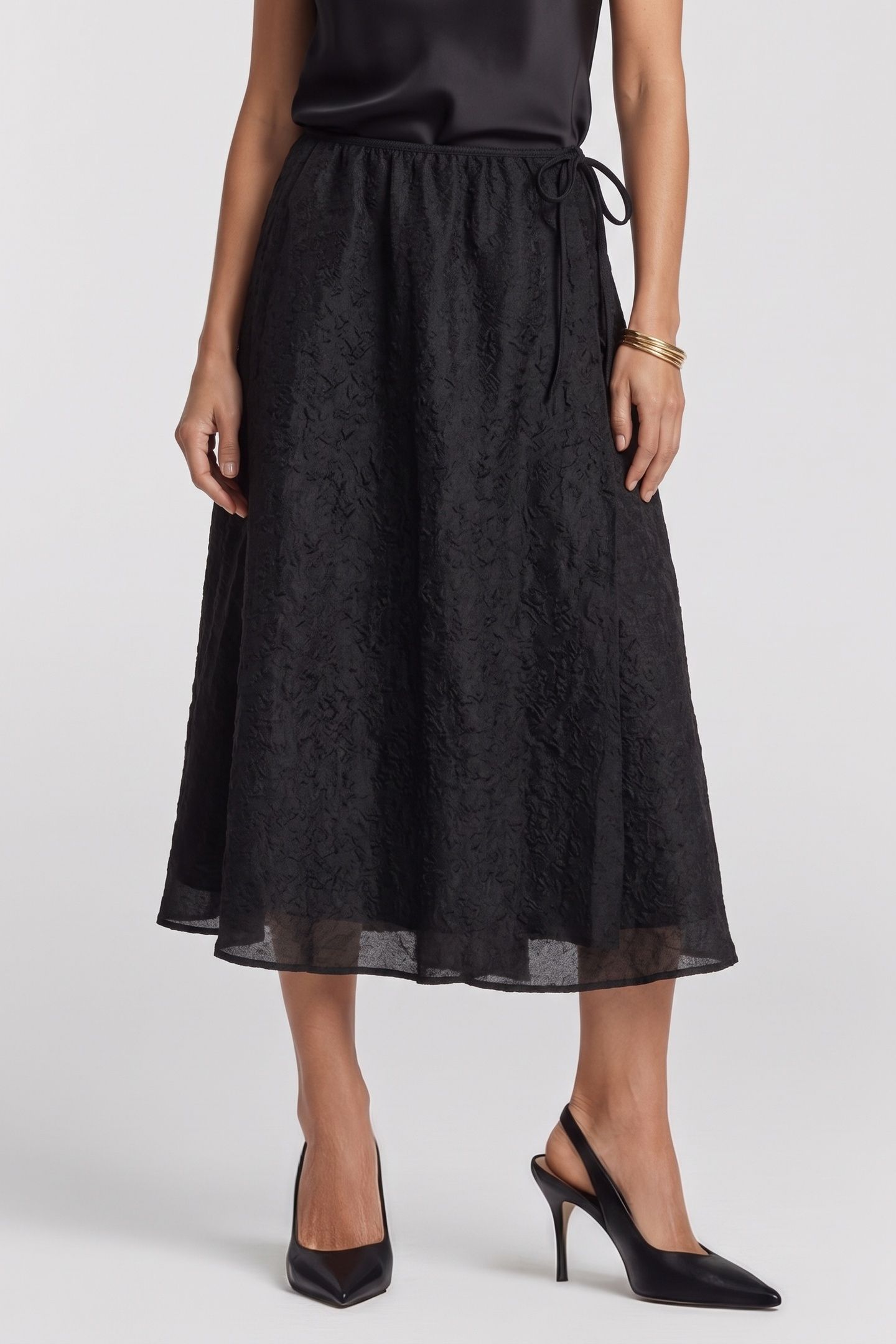 TACI BROCADE SKIRT BLACK 1
