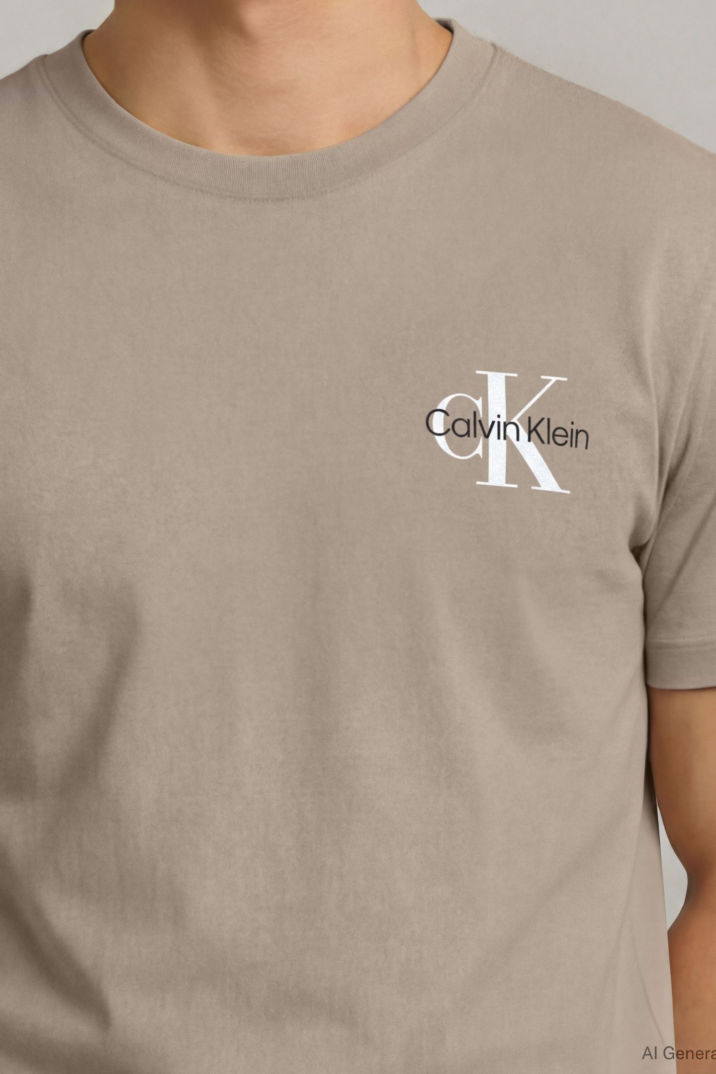 SS 30S CLASSIC MICRO MONOGRAM TEE BRIGHT WHITE/PLAZA TAUPE 4