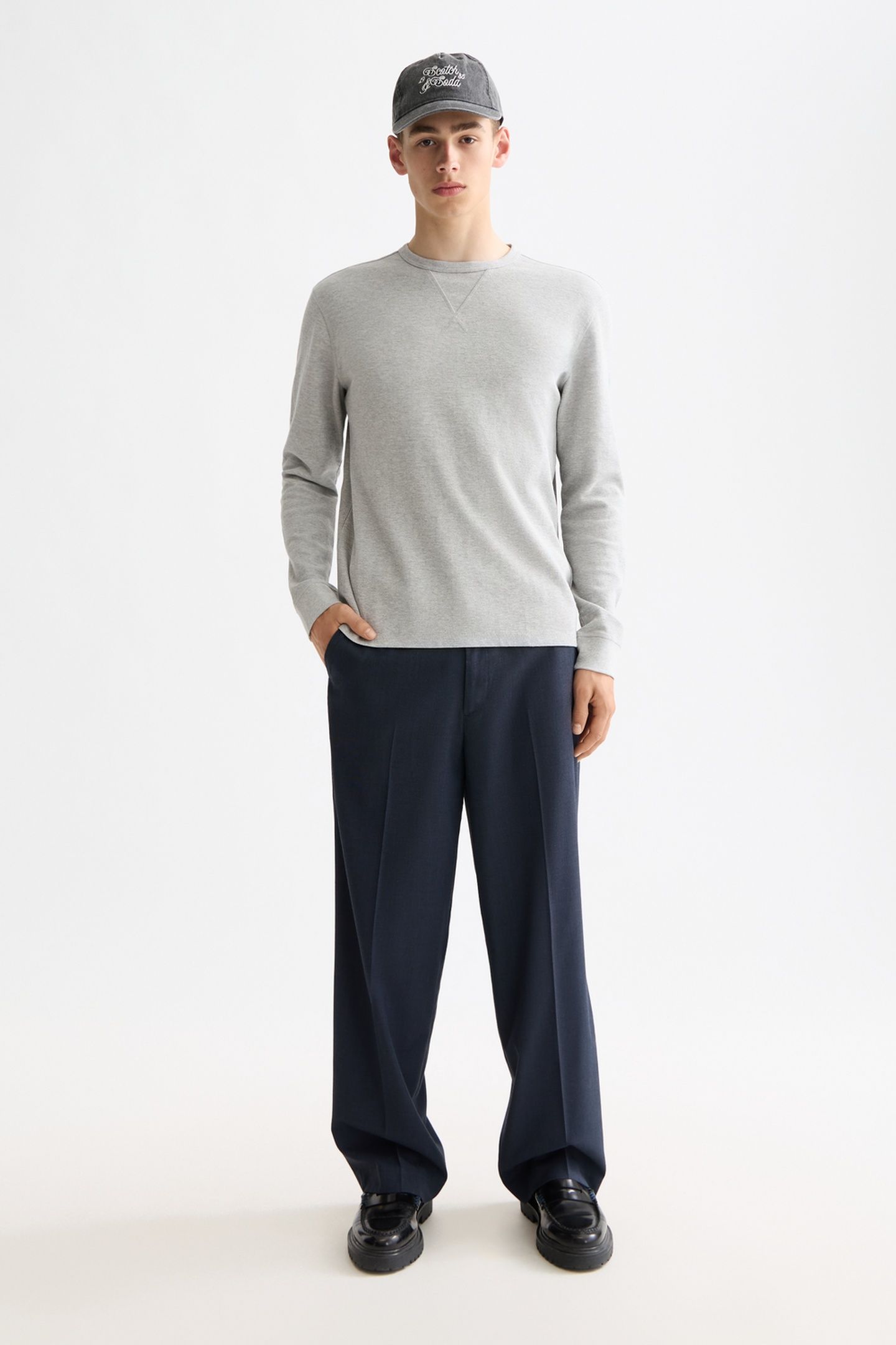 WAFFLE T-SHIRT LS MID GREY MELANGE 2
