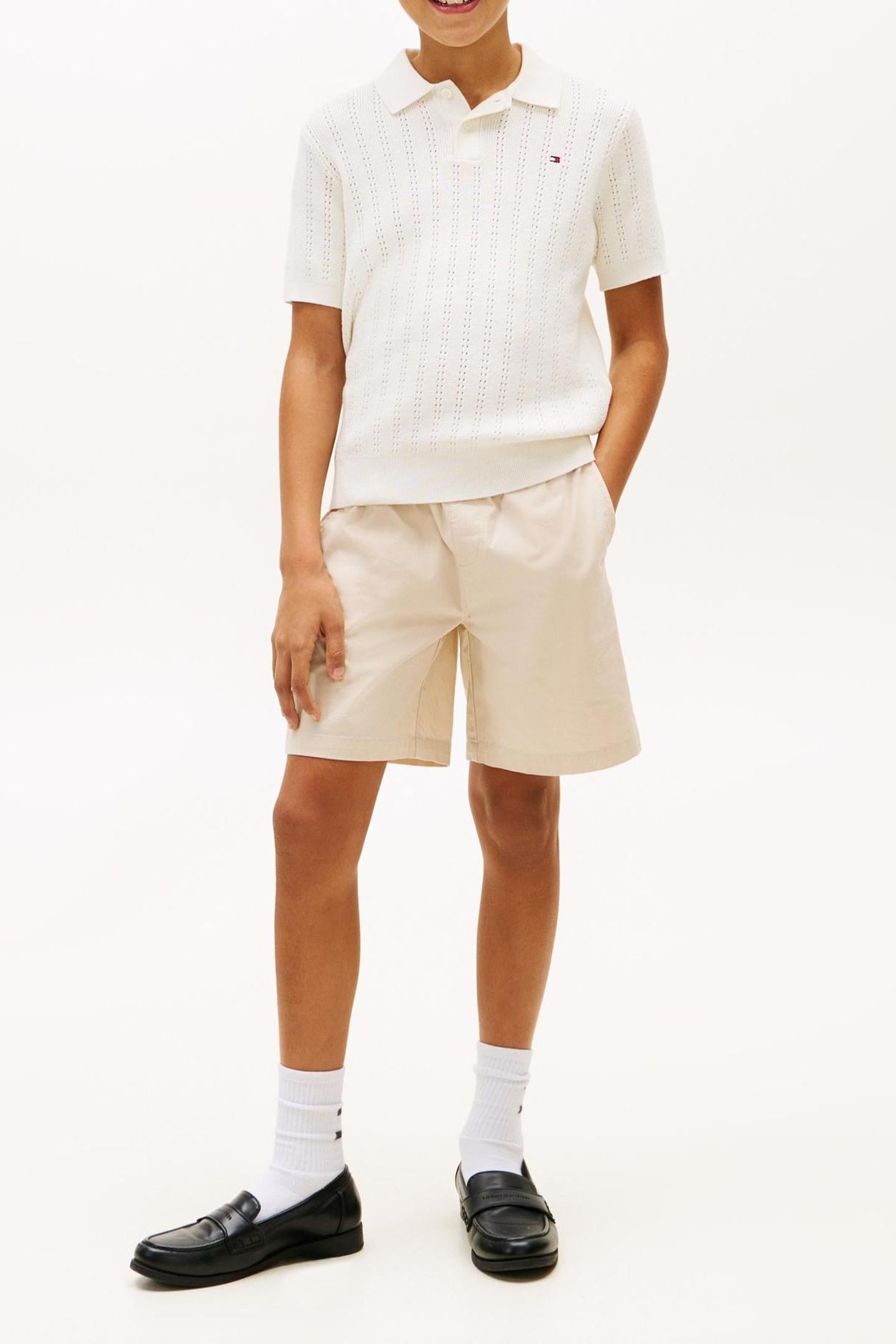 BOYS OPEN STITCH POLO SWEATER IVORY SILK 1