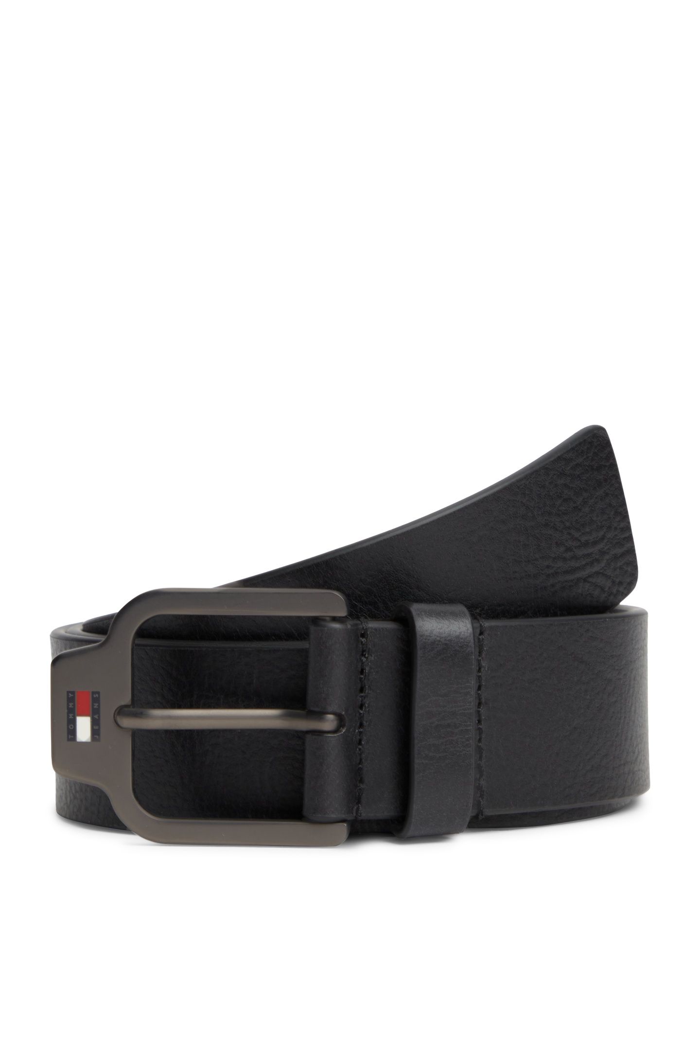 SCANTON LOGO TEXTURED LEATHER BELT BLACK 2