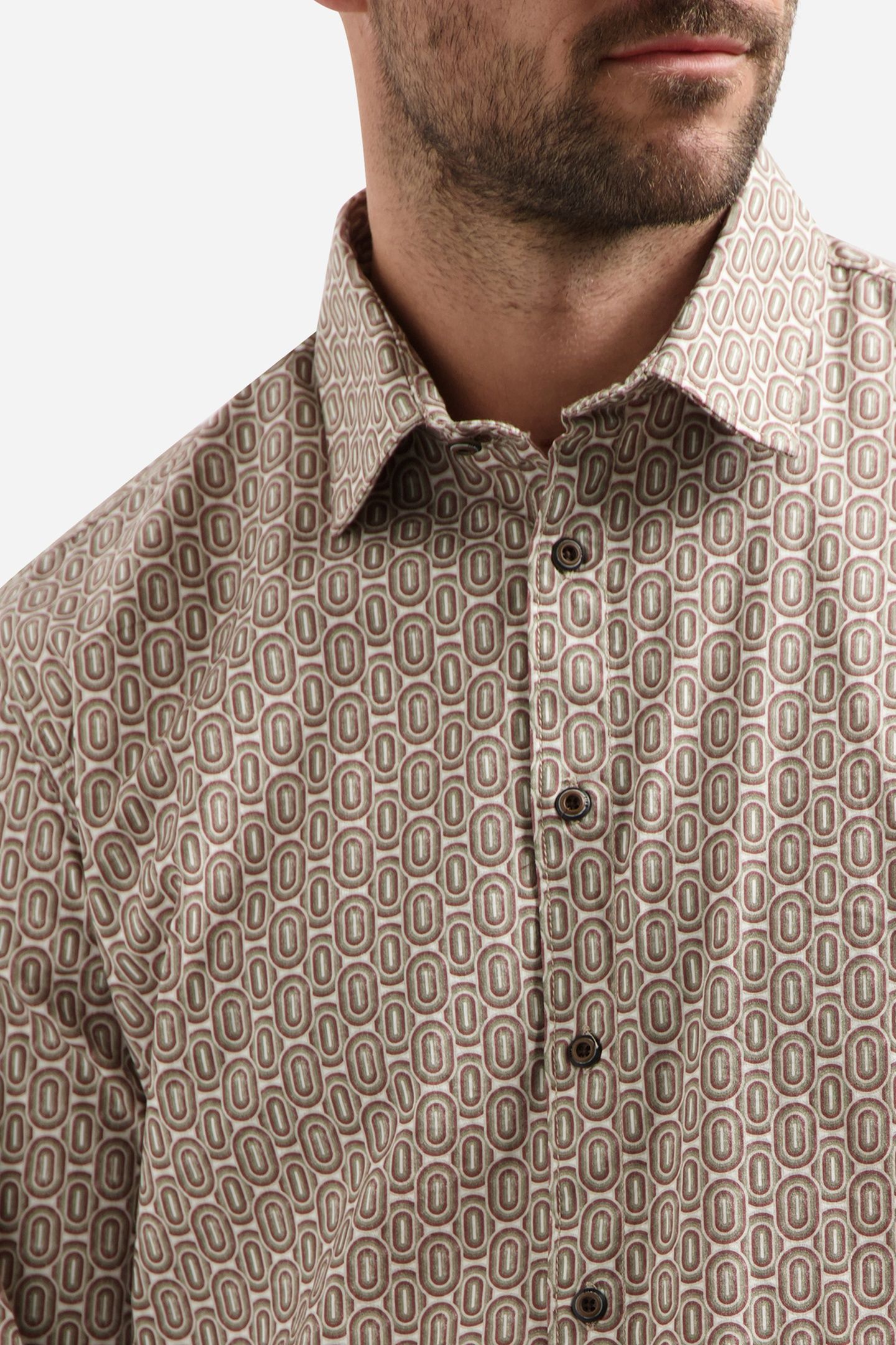 SHIRT STRETCH ALLOVER PRINTED RED WINE 7