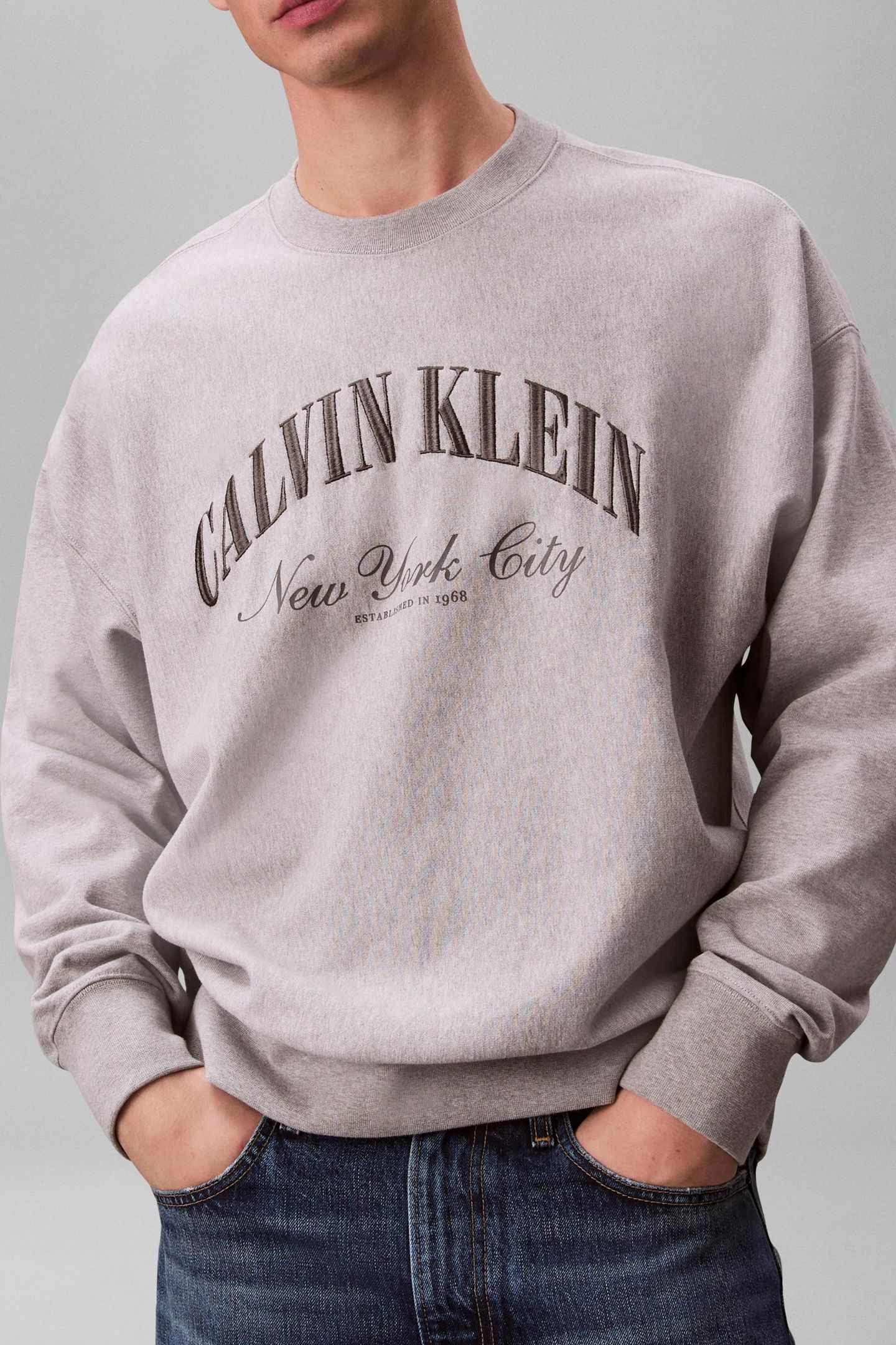 LONG SLEEVE PREMIUM TERRY CALVIN LOGO HEROIC GREY HTR 2